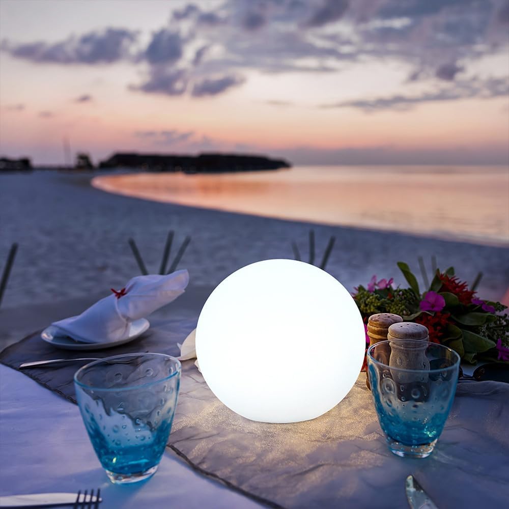 LED Globe Orb Light, 6-in LED Light Ball for Kid, 16 Dimmable Colors & 4 Modes Light Up Ball Mood Lamp w/Remote, Rechargeable Orb Night Lights Waterproof Outdoor Globe Lights for Home/Nursery/Party