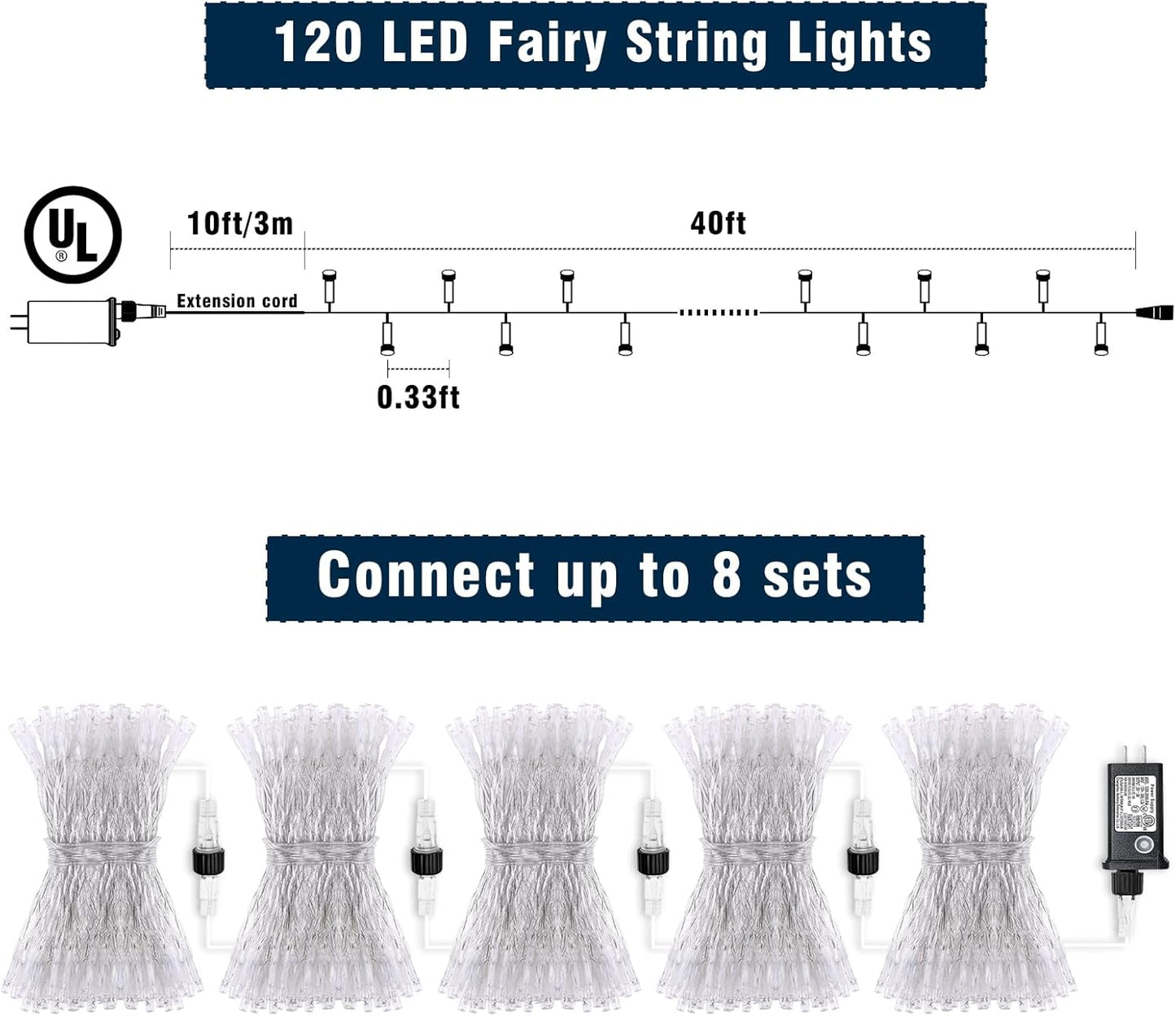 120 LED Christmas Lights Outdoor Waterproof, Red and Green String Lights for Bedroom Clear Wire, Connectablle 8 Modes Plug in Fairy String Lights for Tree Christmas Halloween Decorations