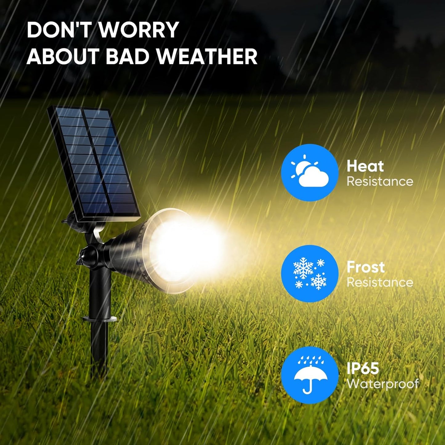 KEV 800 Lumens Solar Spot Lights Outdoor,18 LEDs Solar Flood Lights with 2 Modes &Adjustable &IPX65 Waterproof,Solar Spotlight for Driveway/Backyard/Patio Landscape/Tree/Garage(Warm White,2 Pack)