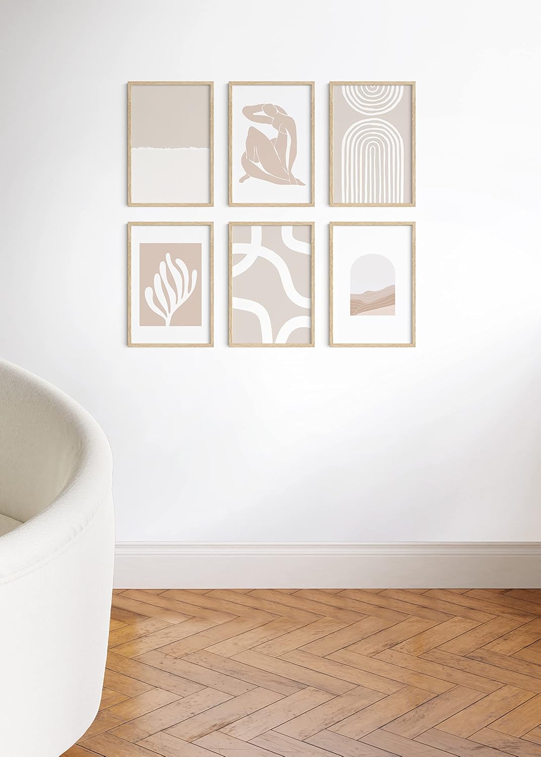 HAUS AND HUES Picture Frame, 12x18 inches, Beige, Set of 6, Wood, Gallery Wall Frame & Poster Frame