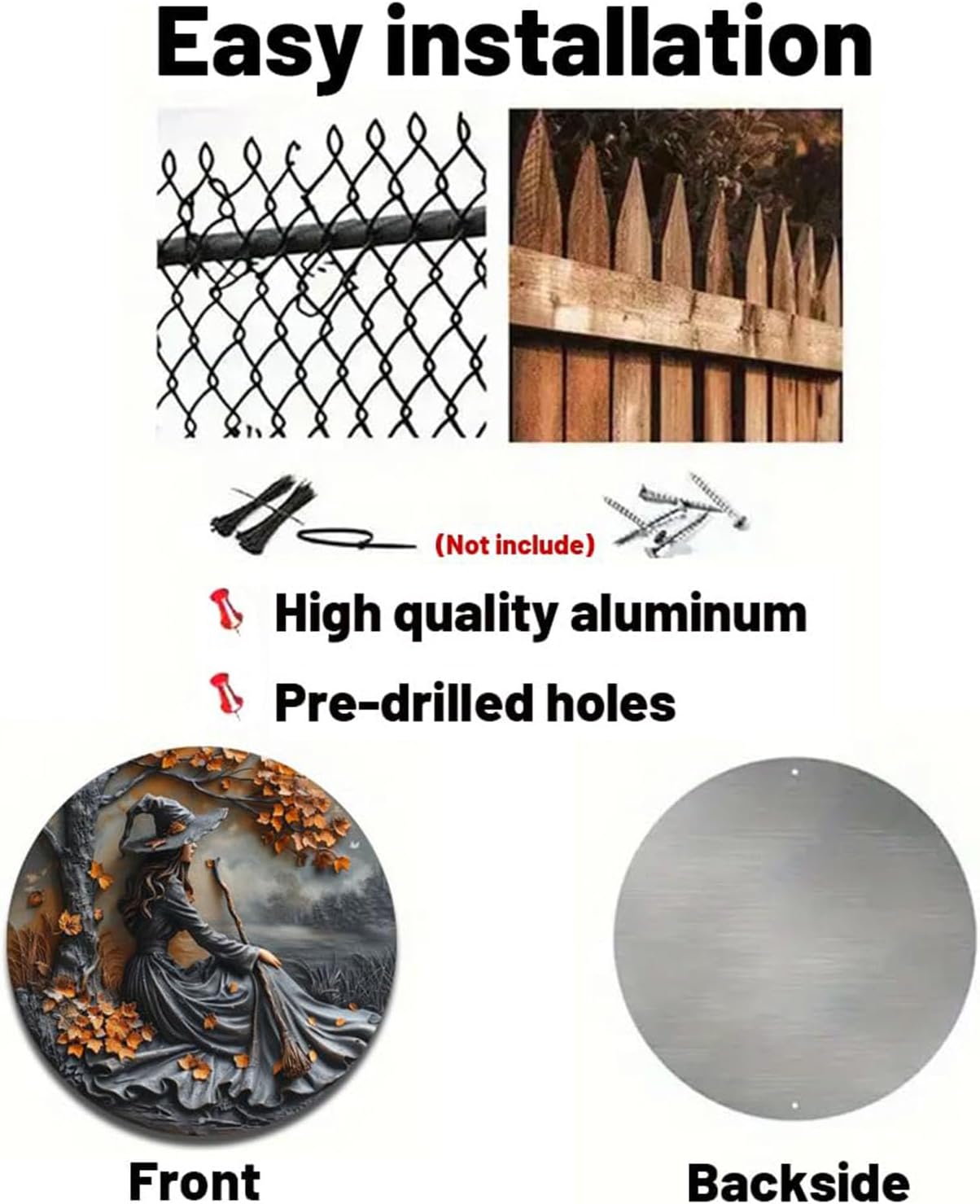 Fanyil/Olygee/Sherum/Shirem/Pubyfun/Glosrity/Libilin/Graddi/Solymody/Gowebs/Goredny/Vianys Witching Hour, Door Way Hanging Decor Halloween, 2D Wooden Round Witches Sign (B+C, 11.8")