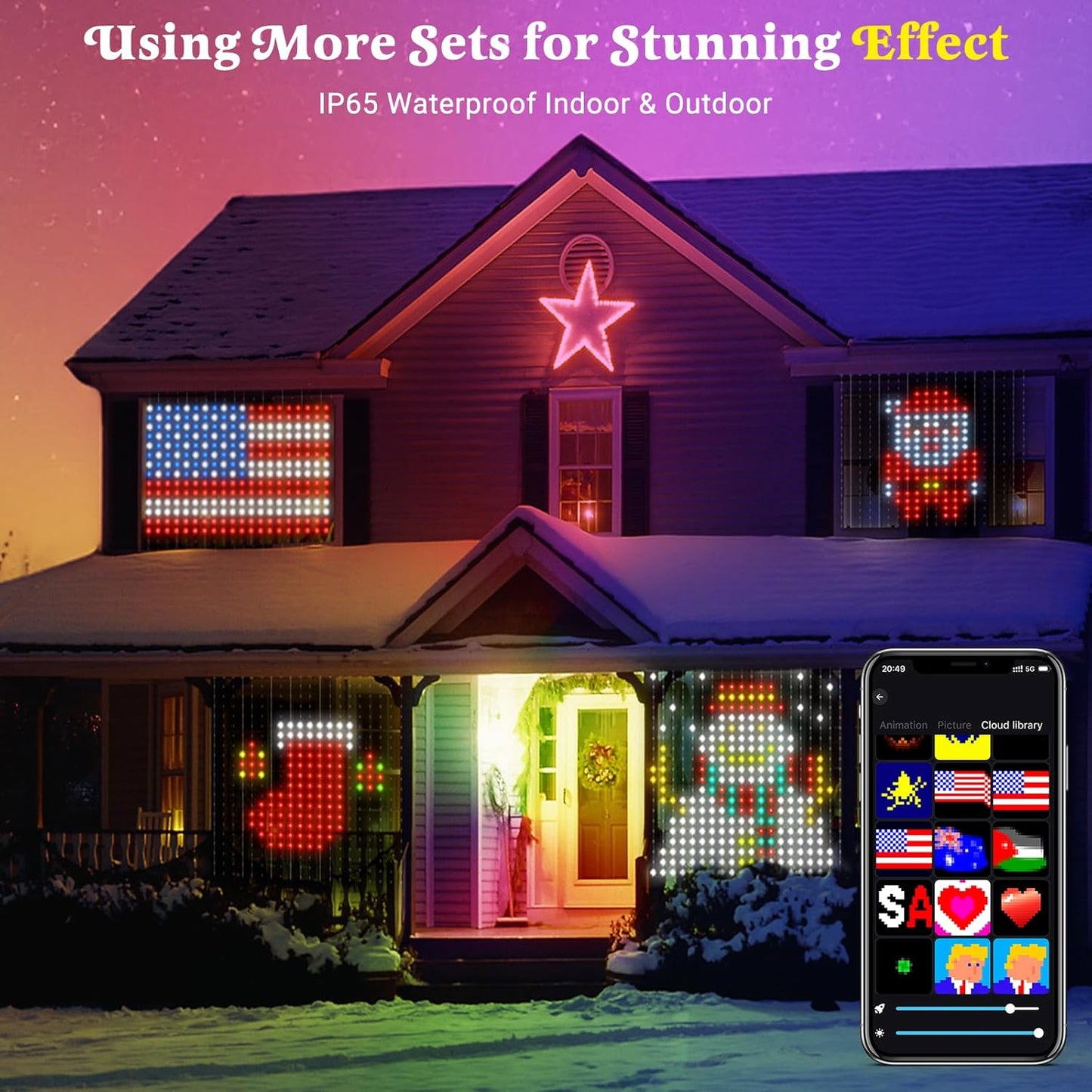 Smart Curtain Lights 400 LED, Color Changing LED Curtain Lights 6.6 * 6.6 FT, Dynamic DIY Fairy String Light Curtains for Bedroom Backdrop Party Indoor Outdoor Decor (APP +Remote Control)