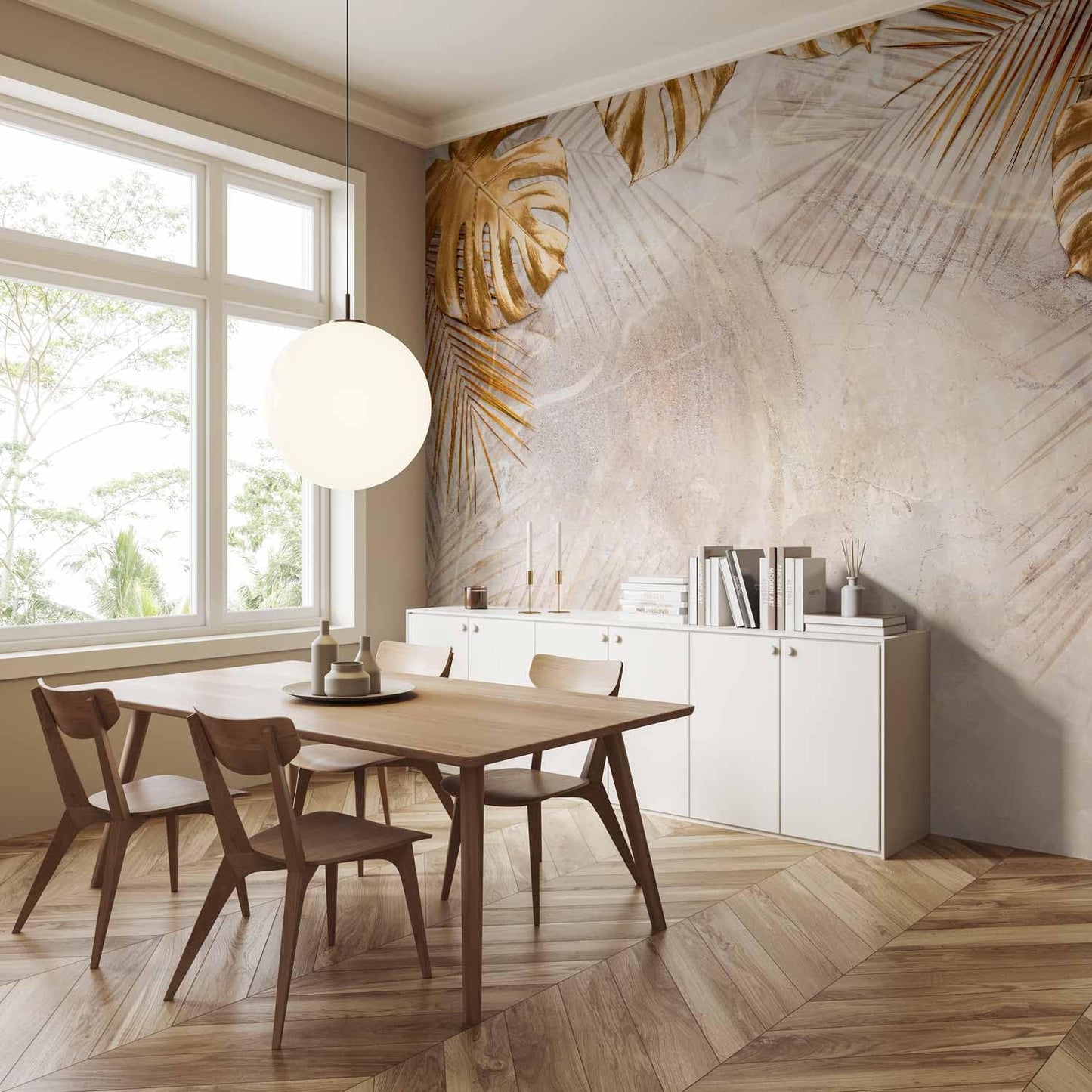 artgeist Wall Mural Tropical Leaves 197x138 in - XXL Non-Woven Wallpaper Fleece Wall Decor Photo Print Picture Image Design Monstera Palm Green Leaves b-C-0788-a-a