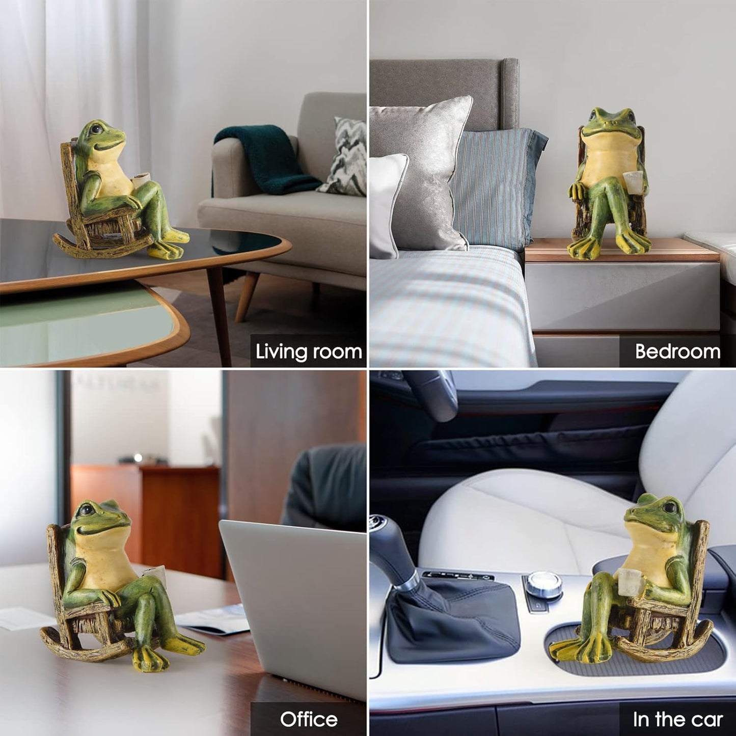 Miniature Frog Garden Statue Gifts Home Halloween Decorations Fairy Garden Accessories Outdoor Lights Solar Garden Frog Decor Art Housewarming Gift for Patio,Yard,Lawn Ornament,3.89"x2.36"x3.93