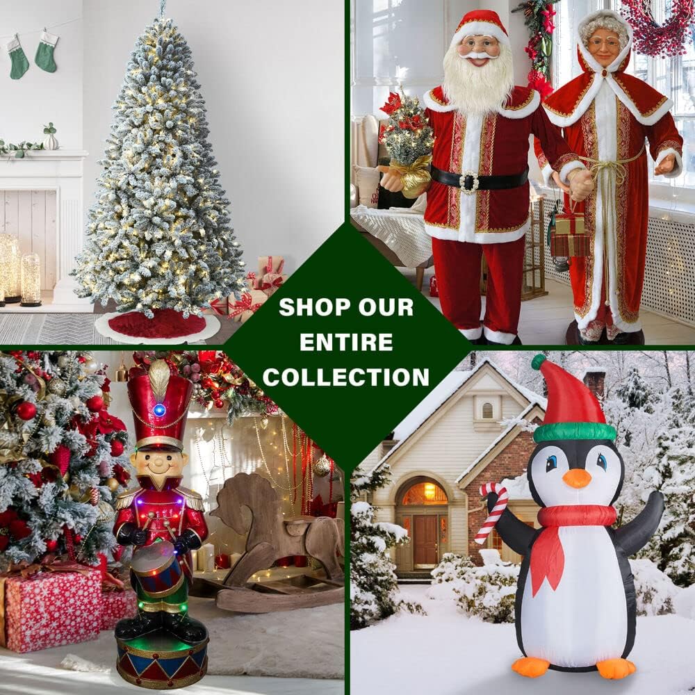 Fraser Hill Farm 9-Ft. Winter Falls Slim Christmas Tree with Metal Base and No Lights Included, Perfect Unlit Christmas Tree for Living Rooms, Dens, and Family Rooms