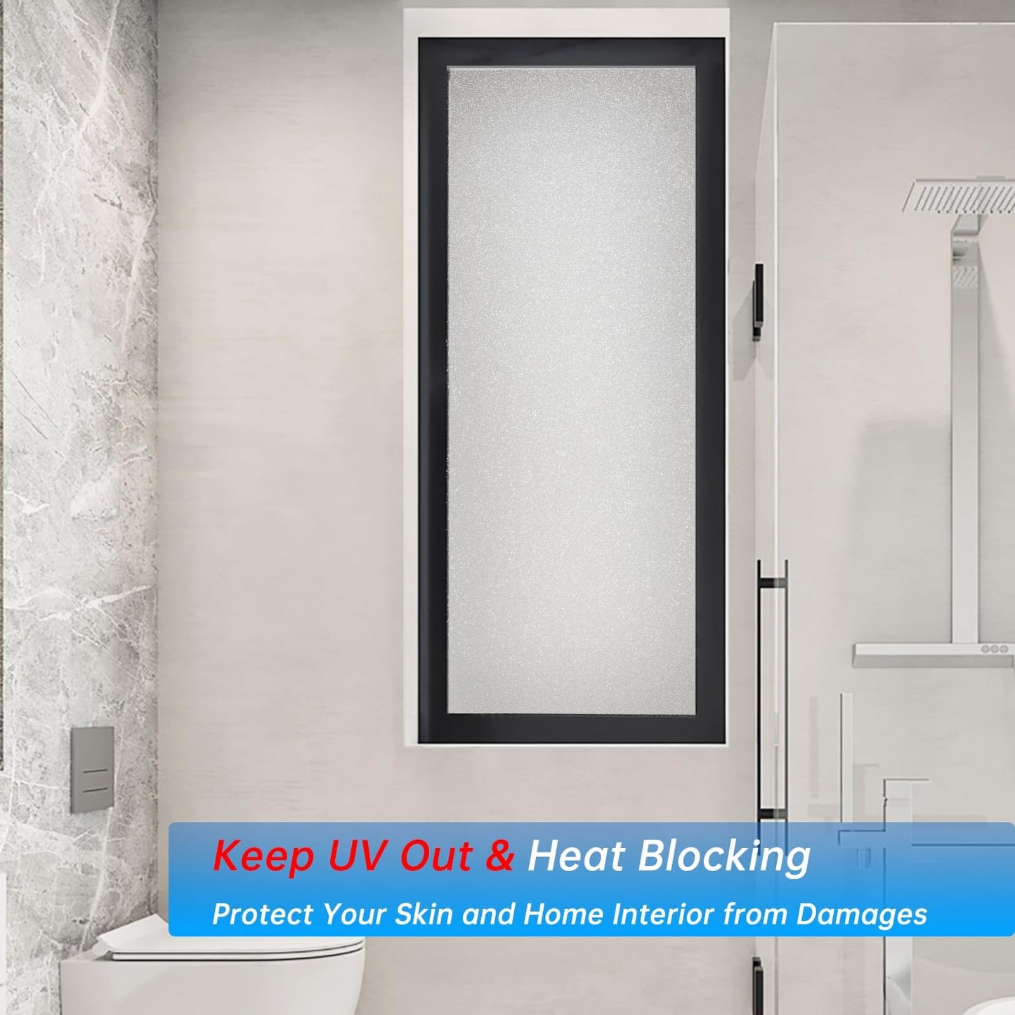 Frosted Glass Window Privacy Film Decorative, Bathroom Privacy Film for Glass Windows Cover, Static Cling, Removable, Reusable, Anti-UV, Anti-Glare, Heat Blocking, (Flash Point Pure,35.4X157.4Inch)