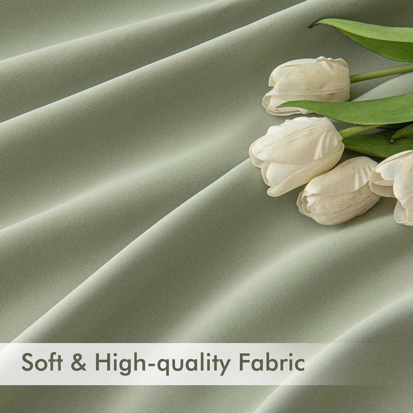 MIULEE Sage Green Back Tab Blackout Curtains 84 Inch Length 2 Panels Set for Living Room Bedroom Privacy, Rod Pocket/Pinch Pleated Thermal Insulated Room Darkening Light Blocking Drapes, W66xL84