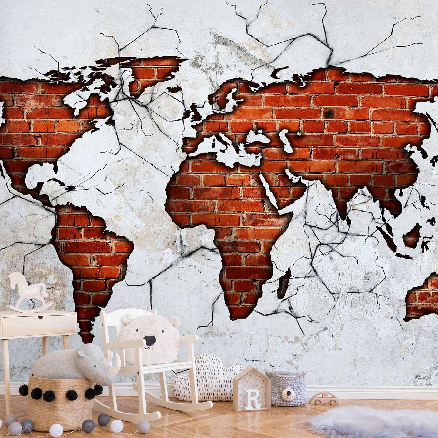 artgeist Wall Mural World Map 135x101 in - XXL Peel and Stick Self-Adhesive Wallpaper Removable Large Sticker Foil Wall Decor Print Picture Image Design Map of The World k-A-0495-a-a