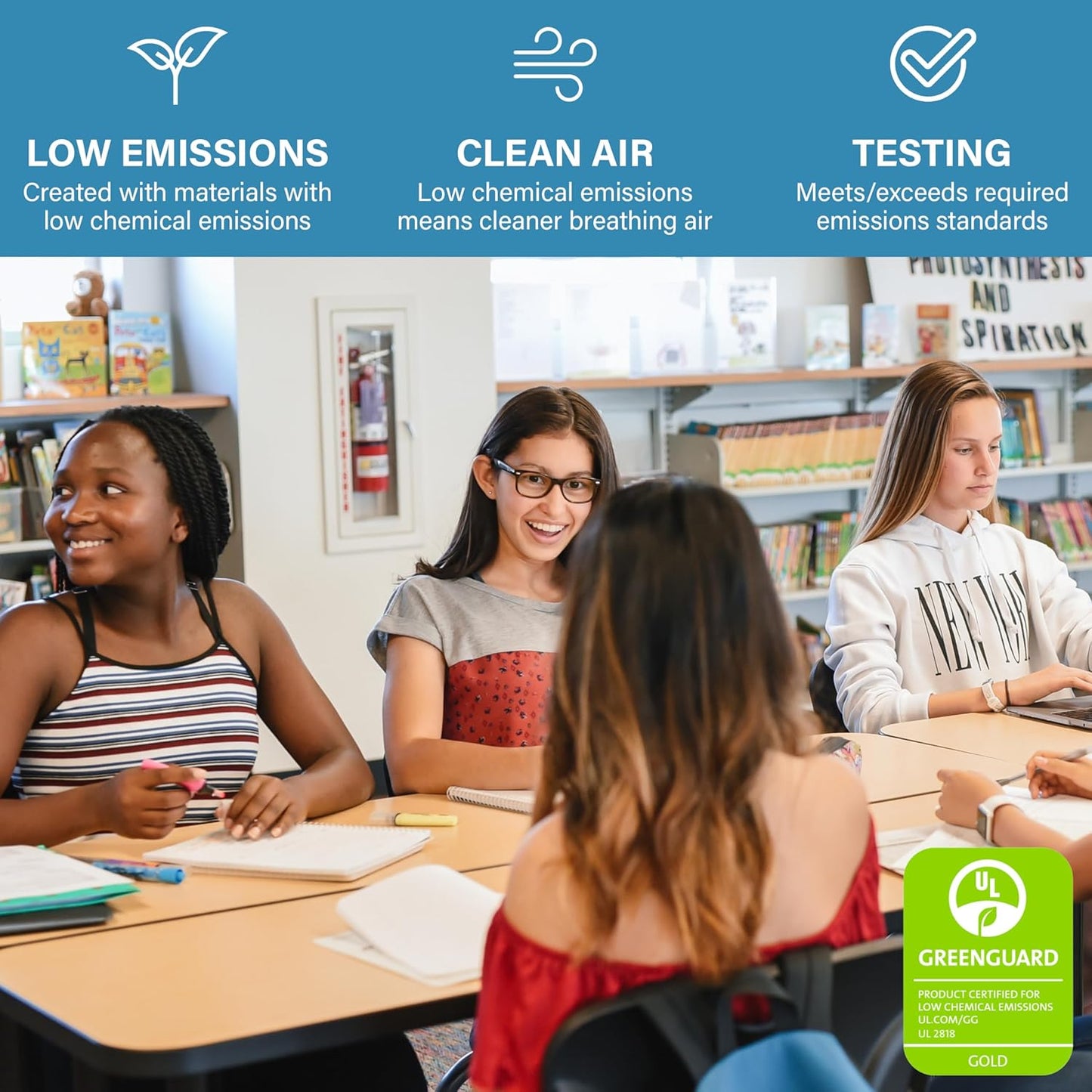 Factory Direct Partners FDP Rectangle Activity School and Classroom Kids Table (24 x 72 inch), Chunky Toddler Legs, Adjustable Table Height 15-24 inches - Maple Top and Green Edge