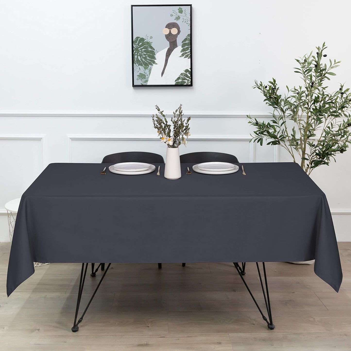 sancua Rectangle Tablecloth - 60 x 84 Inch - Stain and Wrinkle Resistant Washable Polyester Table Cloth, Decorative Fabric Table Cover for Dining Tables, Buffet Parties and Camping, Grey