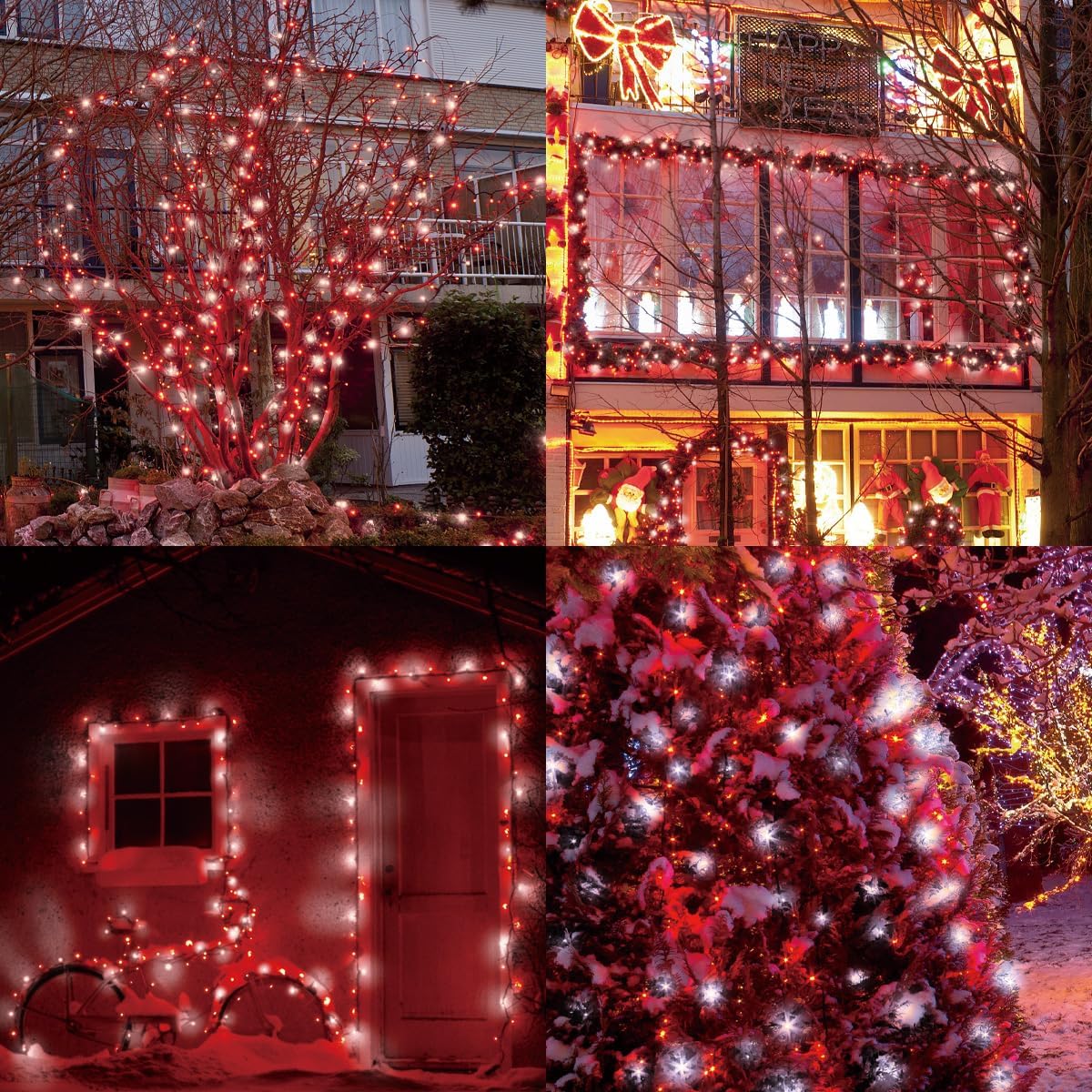 1200LED (24pk of 50L) String Lights, LED Christmas Lights, 6" SPACING,Green Wire, Red and White