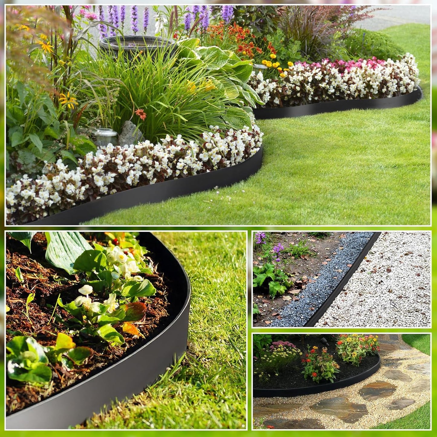 Greaner 40FT Garden Edging, 4 Inch Tall No Dig Landscape Edging, Heavy Sturdy Flower Bed Edging Borders, Yard Edging Borders Flexible for Lawn, Landscaping, Garden, Pathway(Black)