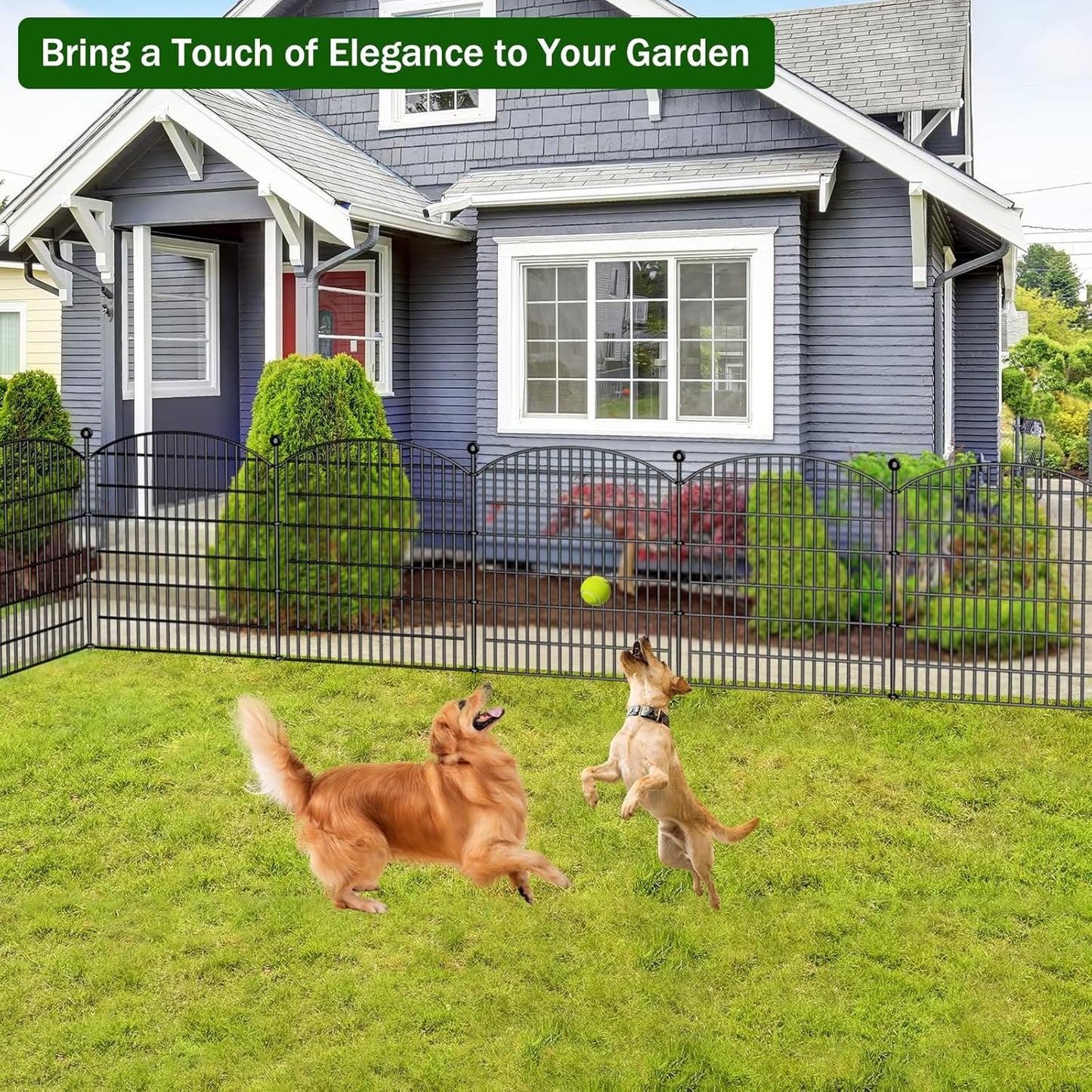 15 Panels Decorative Garden Fence - 32 in (H) x 35.4 ft (L) No Dig Dog Fence Outdoor for Yard, Rustproof Tall Garden Fencecing Panels, Animal Barrier Suitable for Yard Border, Patio, and Outdoor Use