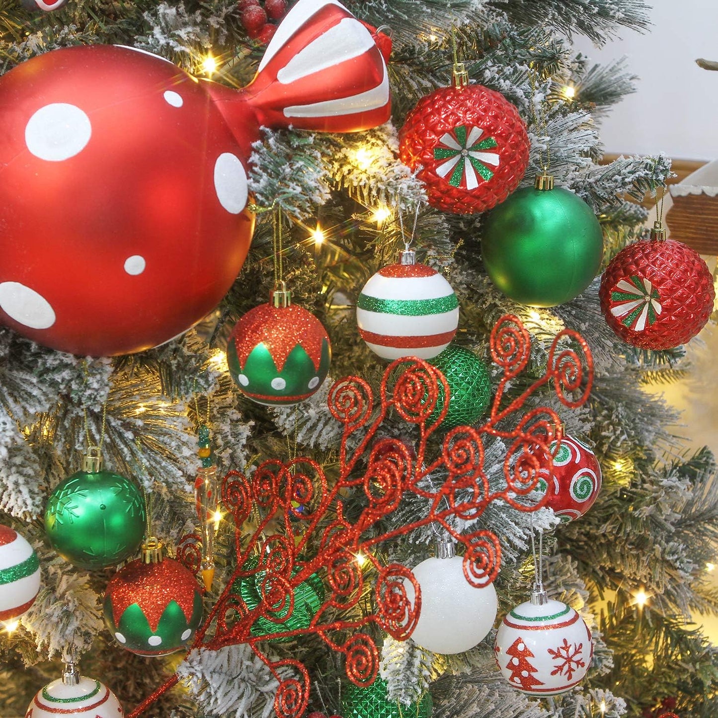 Sea Team 60mm/2.36" Set of Colorful Painted Sparkling Ornaments and Hanging Baubles for Christmas Tree - 30 Pieces