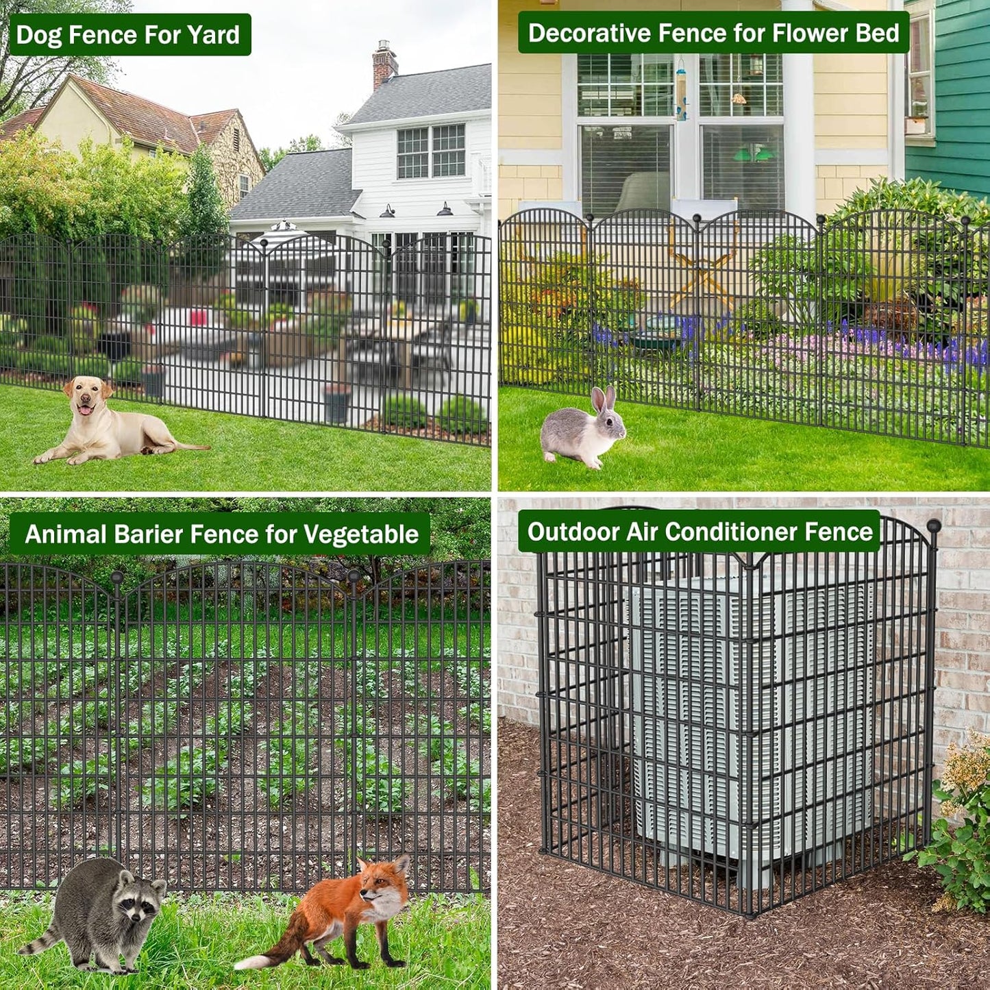 10 Panels No Dig Decorative Garden Fence - 40 in (H) x 23.6 ft (L), Dog Fence Outdoor for Yard,Rustproof Metal Animal Barrier Ground Stakes Fencing for Garden, Patio, Flower Bed