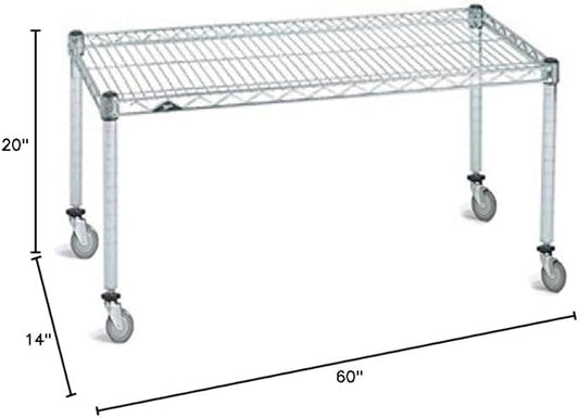 Omega Products Corporation 14" Deep x 60" Wide x 20" High Chrome Mobile Dunnage Rack