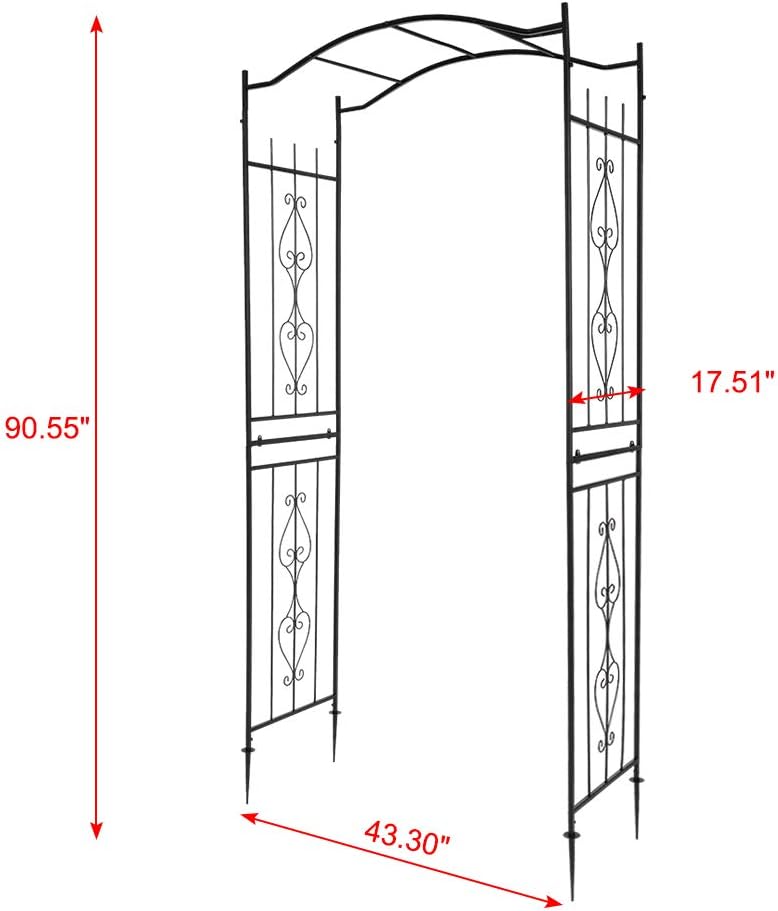 Outvita 7.5Ft Garden Arch Arbor, Steel Frame Stand Trellis, Arbour Archway for Wedding Ceremony Decoration Plant Climbing Rose Vines Lawn Courtyard Patio Pathway Black