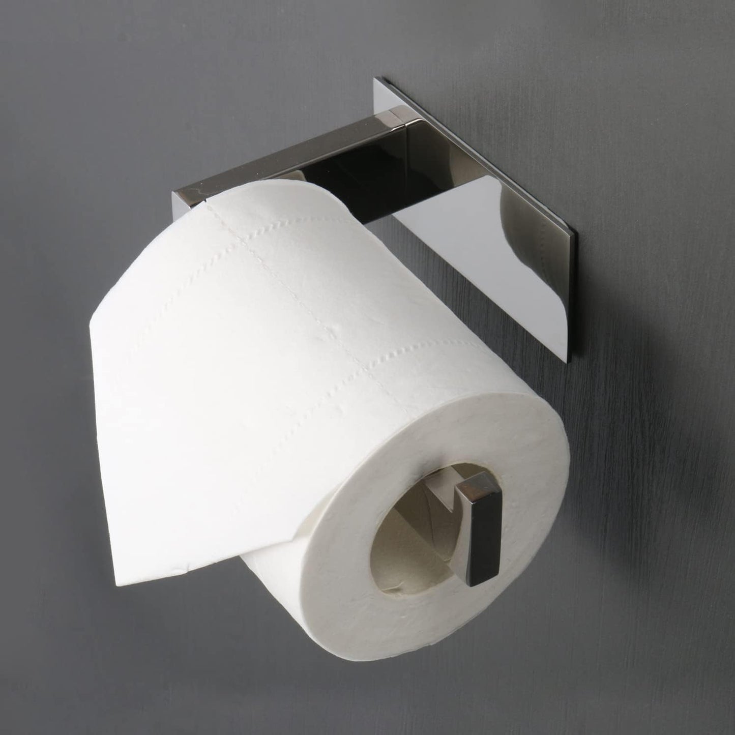 Toilet Paper Holder, Self Adhesive Tissue Holder Stainless Steel Rustproof Paper Roll Holder, No Drilling Easy to Install, Toilet Paper Rack Suitable for Office, Bathroom (Polish Chrome)