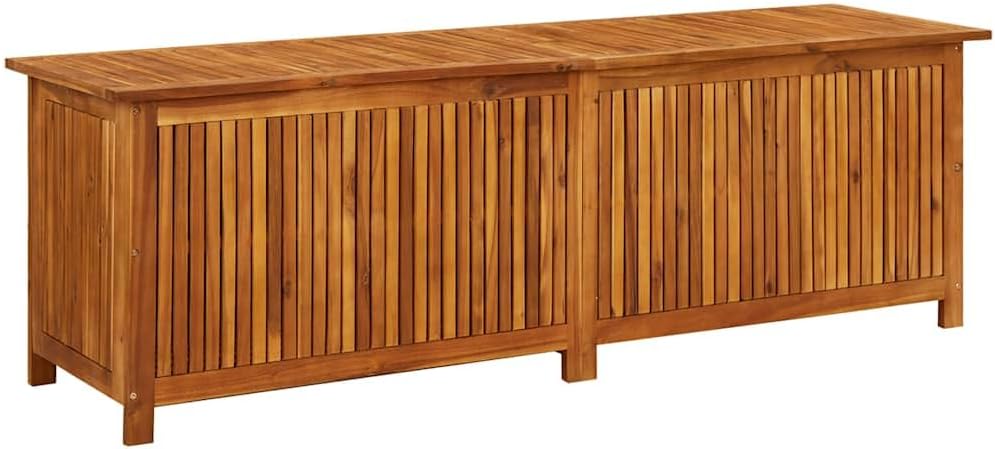 vidaXL Outdoor Storage Box, [Load Capacity Gallon] Deck Box with Gas-Lift Lid, Storage Chest with Water-Resistant Zippered Bag Inside, 68.9''x19.7''x22.8'', Solid Acacia Wood
