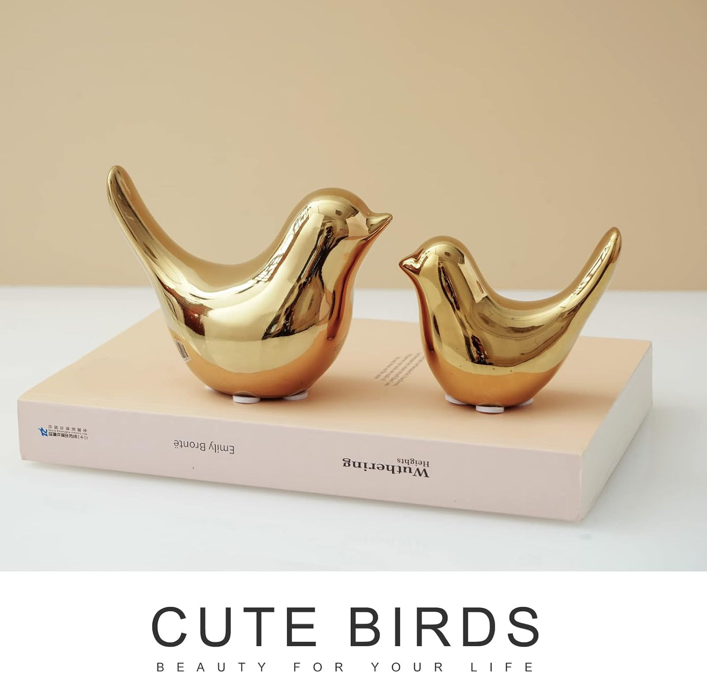 Notakia Gold Home Decor Small Birds Statues Modern Style Decorative Ornaments for Living Room, Bedroom, Office Desktop, Cabinets (2Pcs Gold Birds)