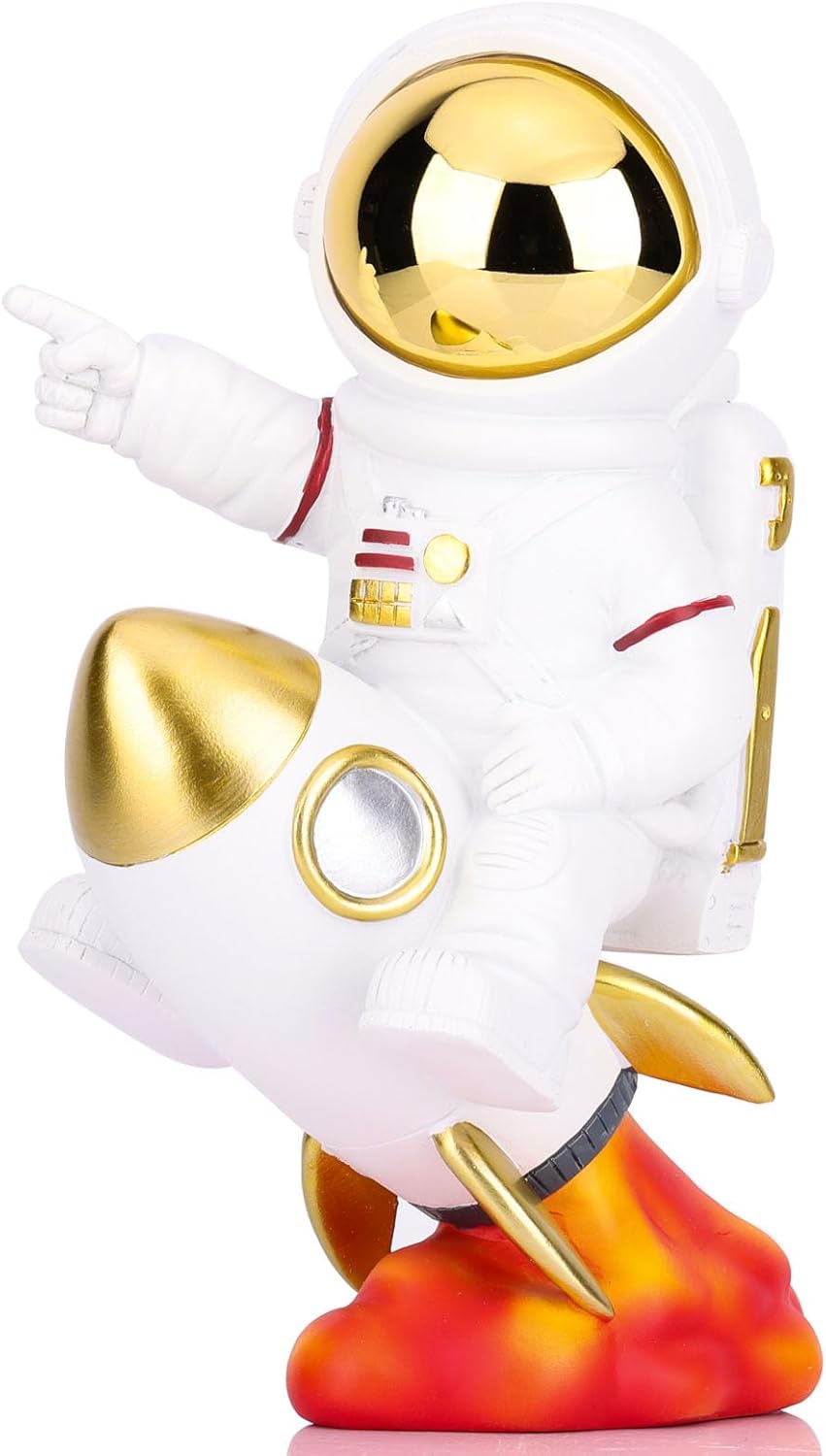 Astronaut Decor,Astronaut Rocket Figurines and Sculptures,Astronaut Figurine Space Themed Bedroom Decor,Desktop Decor,Shelf Decor,Gifts for Space Lovers,the Astronaut Jin Figurines,Space Decor Gifts