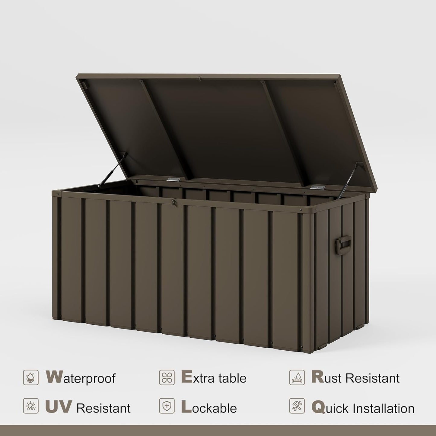 PURPLE LEAF Outdoor Deck Box 150 Gallon Waterproof Lockable Storage Box Container with Lid Deck Organization for Patio Cushions Side Table Pool Accessories Garden Tools, Brown