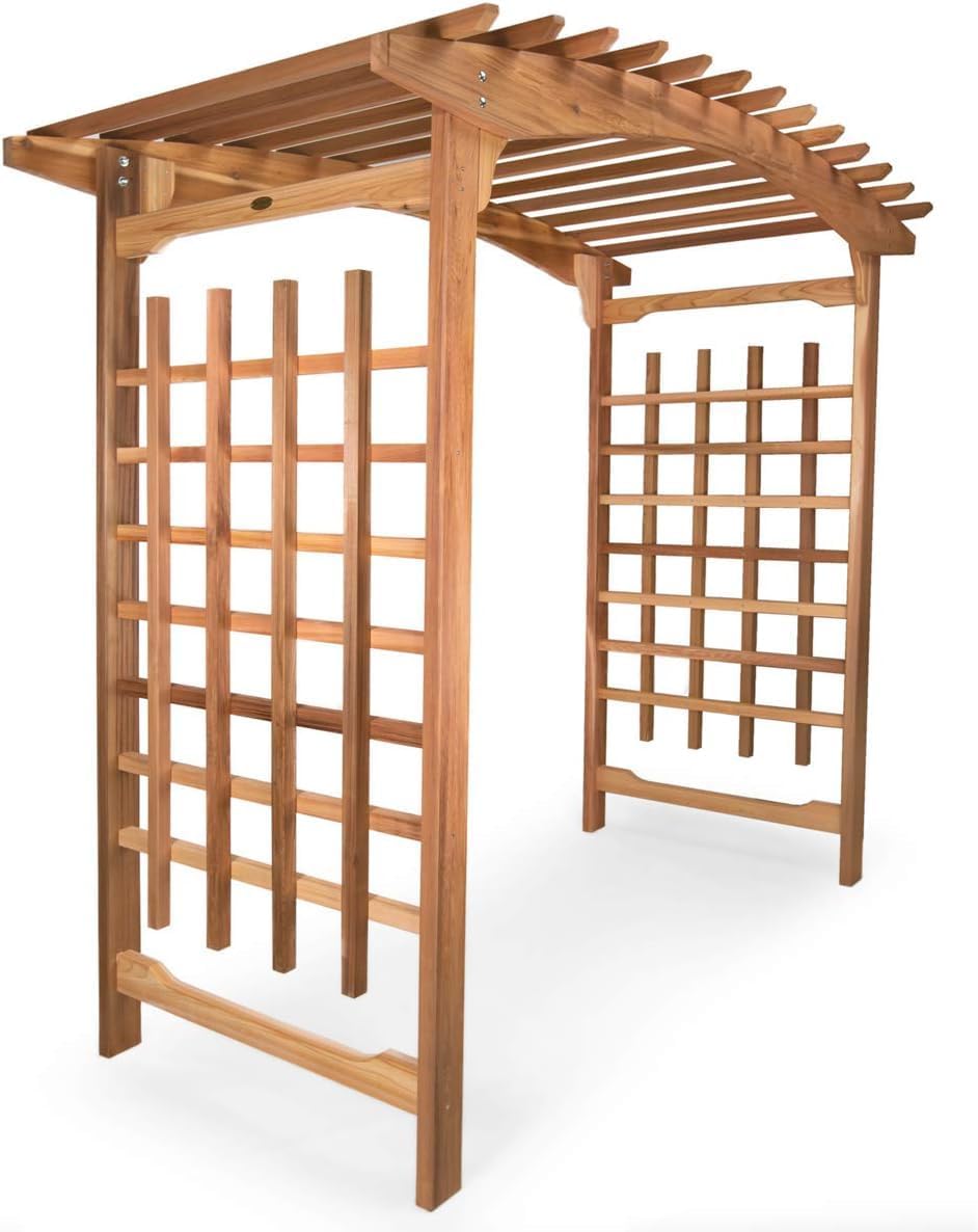 All Things Cedar 8-Foot Pagoda Arbor Garden Arch Trellis for Climbing Plants, Transform Garden or Patio Spaces, Made from Premium Western Red Cedar