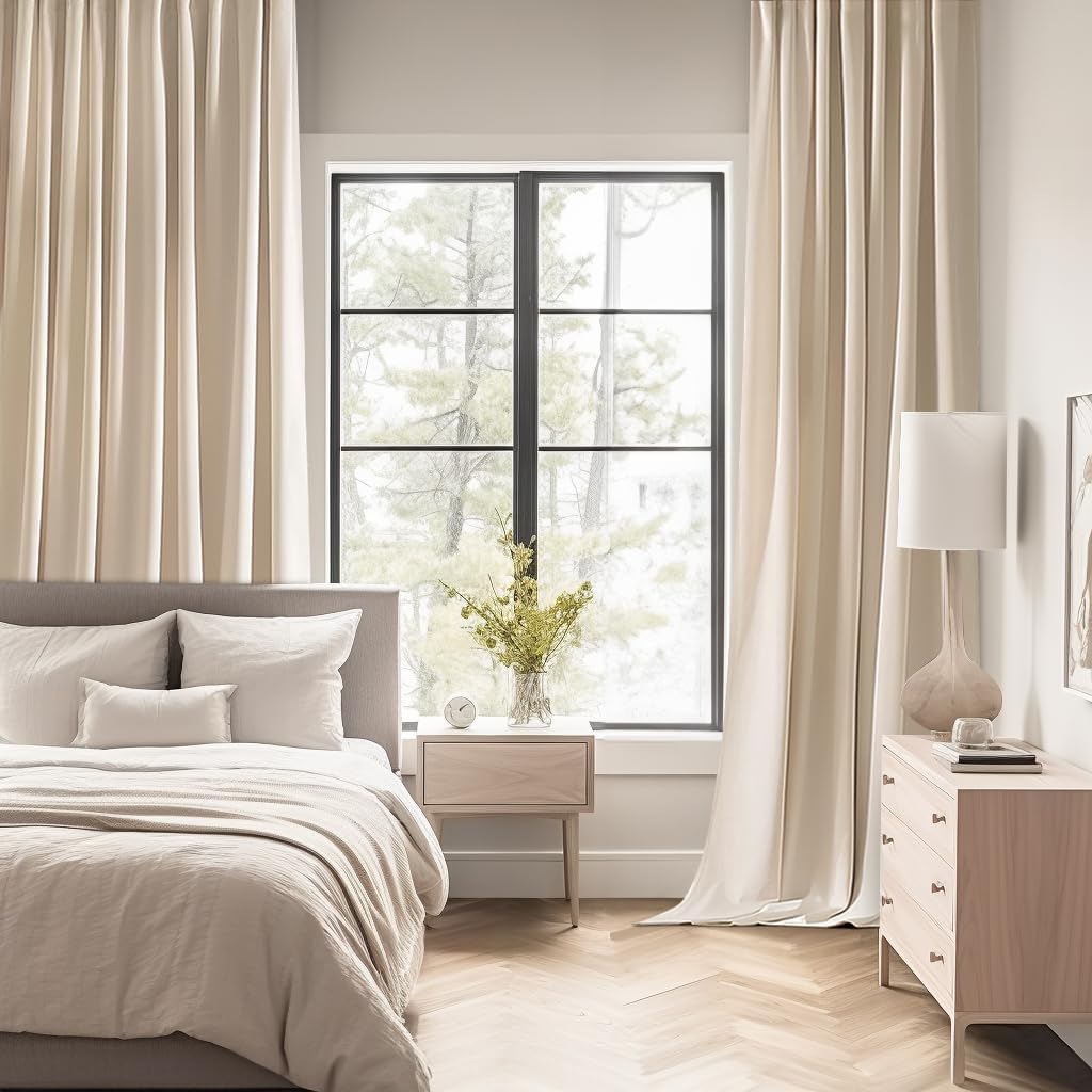 MIULEE Cream Beige Back Tab Light Blocking Curtains 84 Inch Length 2 Panels Set for Living Room Bedroom Privacy, Rod Pocket/Pinch Pleated Thermal Insulated Room Darkening Blackout Drapes W72xL84