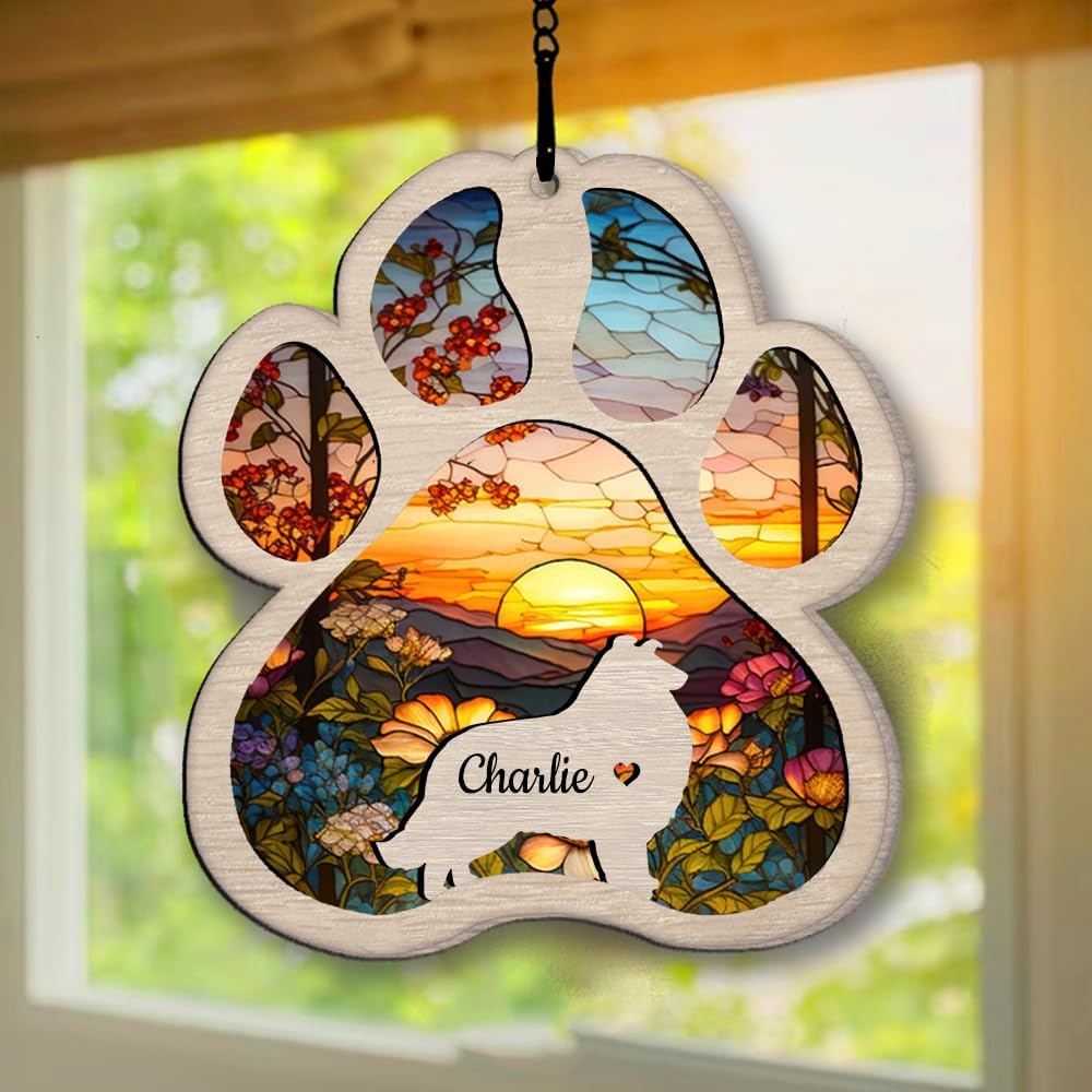 Personalized Rough Collies Suncatcher Dog Memorial Gifts, Custom Rough Collies Ornament Christmas Tree, Pet Remembrance Gift, Loss of Dog Sympathy Gift, Pets Memorial Ornament, Pet Loss Suncatcher