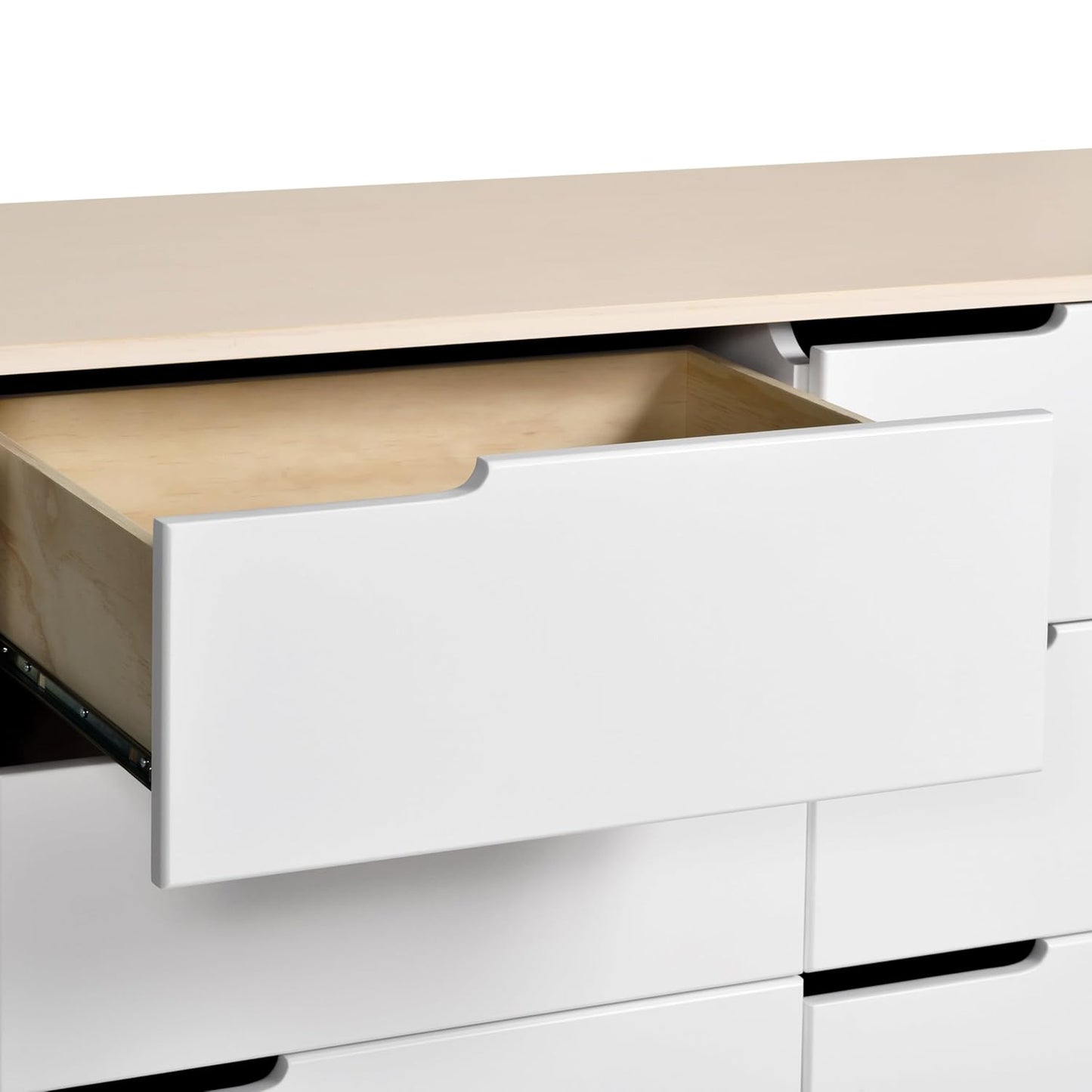 Babyletto Hudson 6-Drawer Assembled Double Dresser in Washed Natural and White, Greenguard Gold Certified