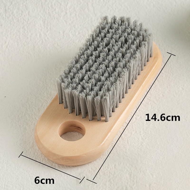 2 Pcs Wood Laundry Brush, Clothing Stain Remover Scrubber, Soft Bristle for Scrubbing Out Tough on Delicate, Easy to Grip Hand Washing Clothes