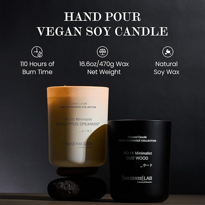 M&SENSE Natural Soy Candle| Rose & Lychee | 5.3 oz | Minimalist Scented Candle for Relaxation, Gifting, Home Décor | for Bedroom, Office, Party Small