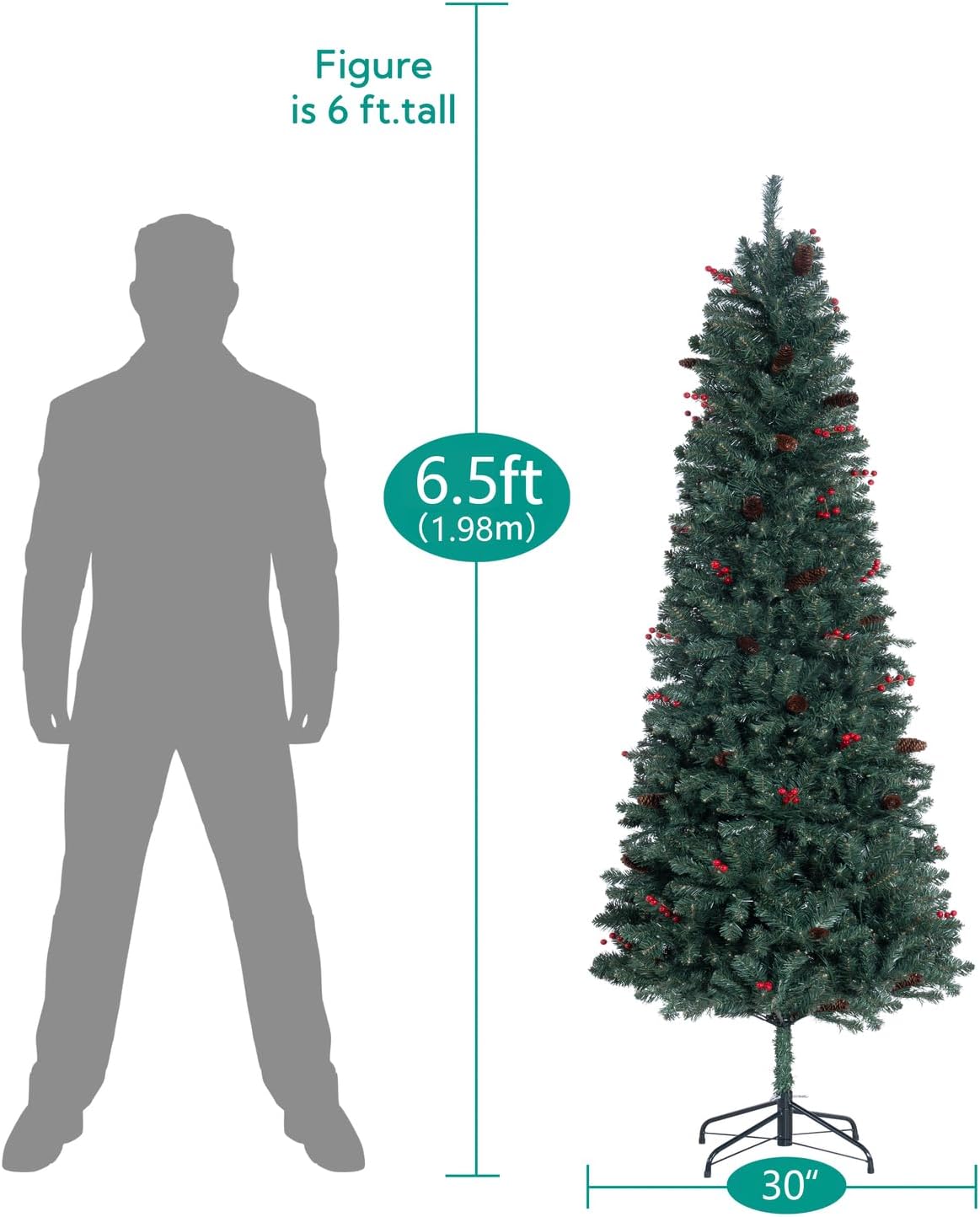 Belen Pencil Christmas Tree Green/6.5ft