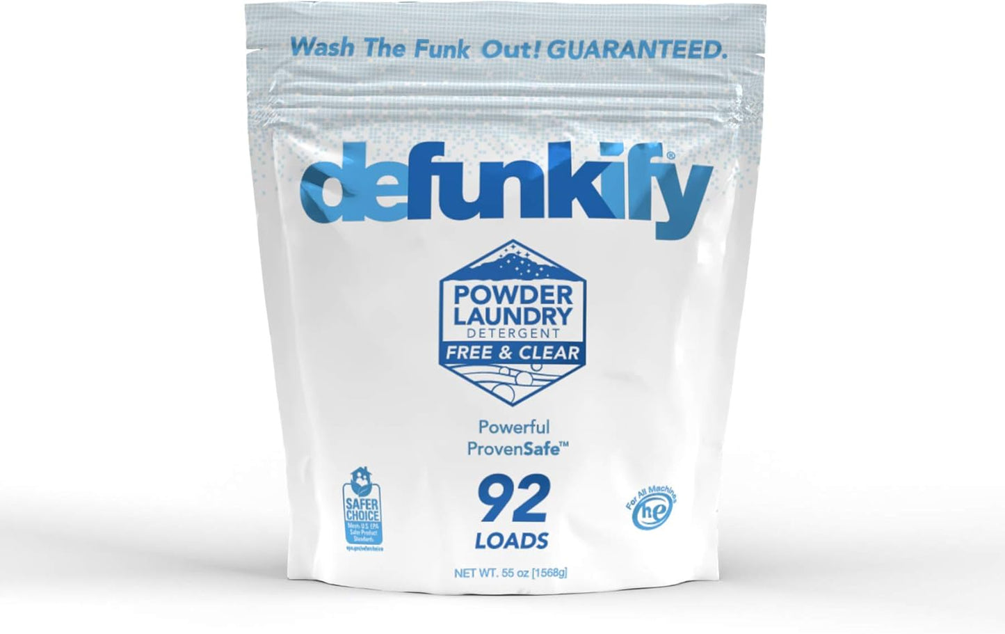 Laundry Detergent Powder, 92 Load/55oz. 'Free & Clear' Powder Laundry Detergent for Sensitive Skin. ProvenSafe™ Laundry Stripper Washing Detergent w/Odor & Stain Remover for Activewear & All Fabrics