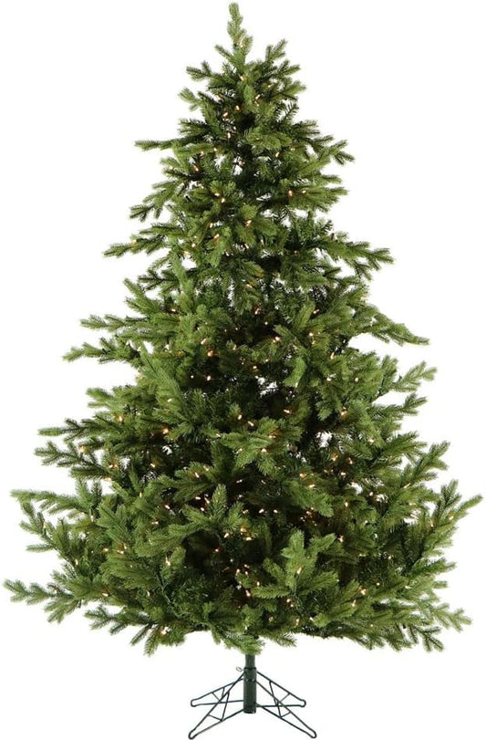 Fraser Hill Farm 6.5-Ft. Foxtail Pine Artificial Christmas Tree with Warm White LED Lights and Stand, Prelit Foldable Fake Tree with Realistic Foliage for Home Decoration