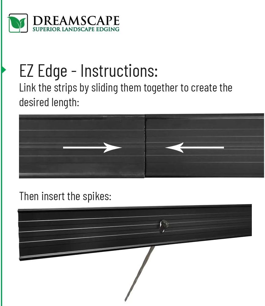 Dreamscape E-Z Edge Aluminum Landscape Edging - 4 Strips, 6ft Each (24ft Total), Brown Painted - Professional Quality Landscaping Border, Metal Divider for Lawn, Garden, Flowerbed