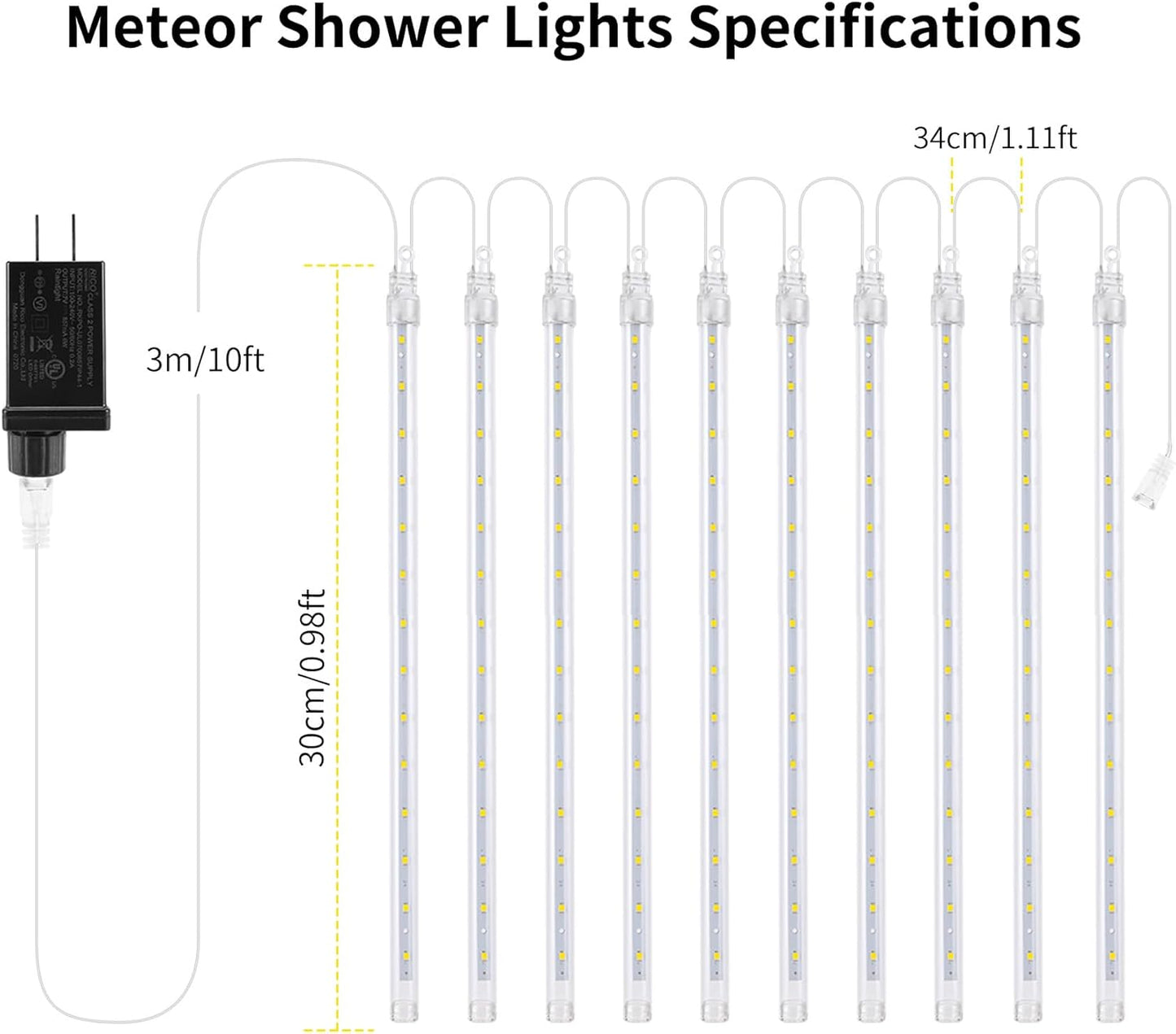 【4 Pack】 Christmas Lights Meteor Shower Rain Lights 12inch, Totally 40 Tube 960 LEDs Icicle Light Outdoor Raindrop Light for Xmas Halloween Wedding Party Tree Holiday Decoration, Blue
