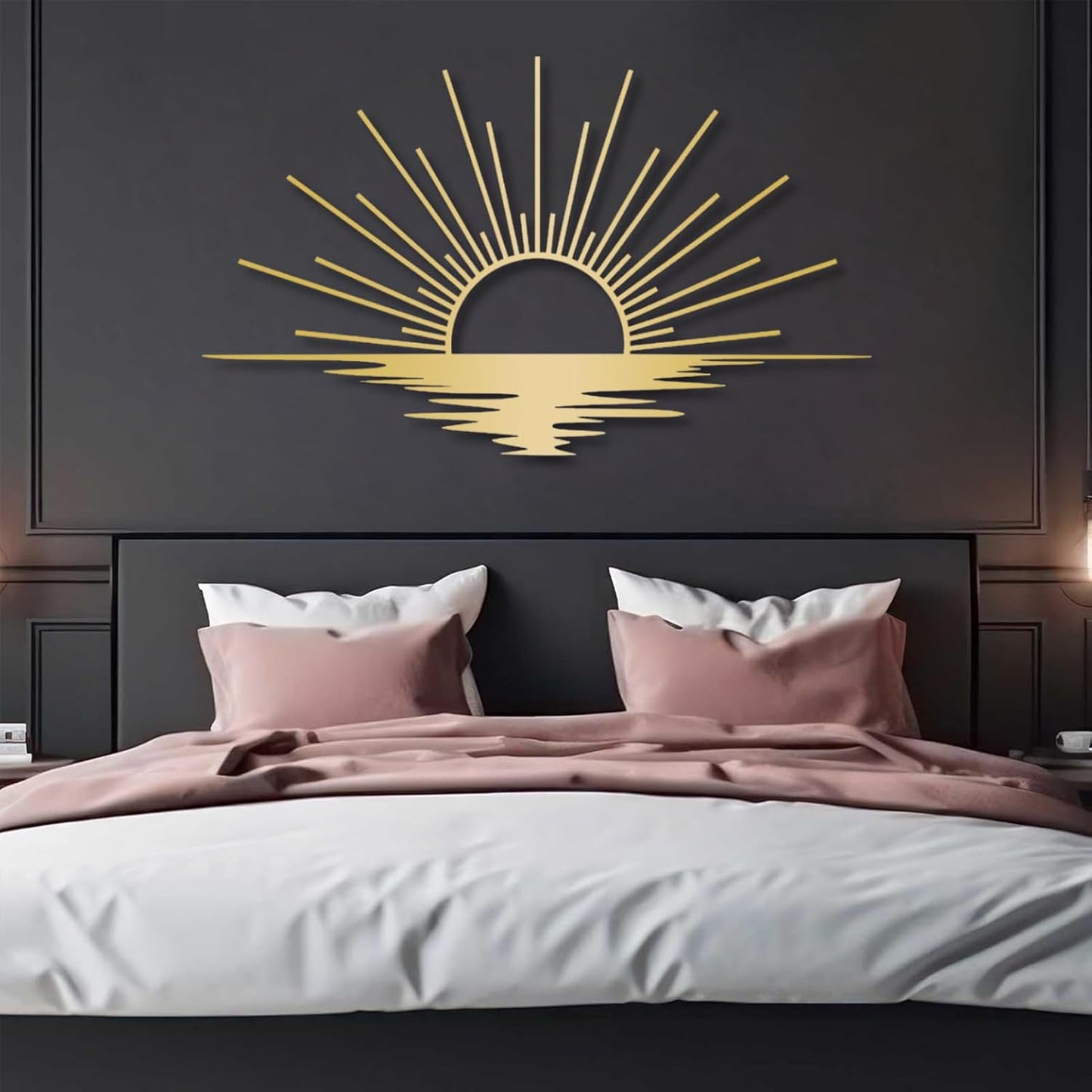 Sunrise Metal Wall Art, Metal Sun Wall Decor, Metal Sun Outdoor Decor, Large Metal Sun Wall Art, Sun Wall Art, Boho Sun Wall Art, Sunshine Metal Sign, Living Room Bedroom Wall Hangings (Silver, 29"x 17"| 76x45cm )