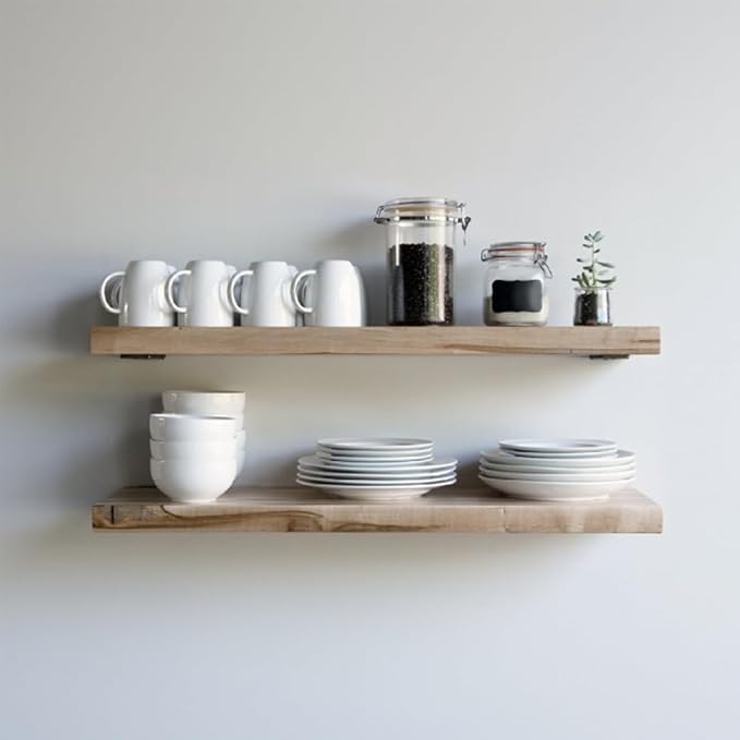Urban Legacy Deep Floating Shelves | Wormy Maple with Furniture Grade Clear Coat | Low Profile Brackets | Set of 2 (36" x 11" x 2")