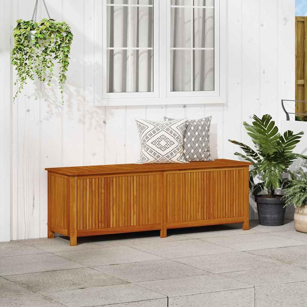 vidaXL Outdoor Storage Box, [Load Capacity Gallon] Deck Box with Gas-Lift Lid, Storage Chest with Water-Resistant Zippered Bag Inside, 68.9''x19.7''x22.8'', Solid Acacia Wood