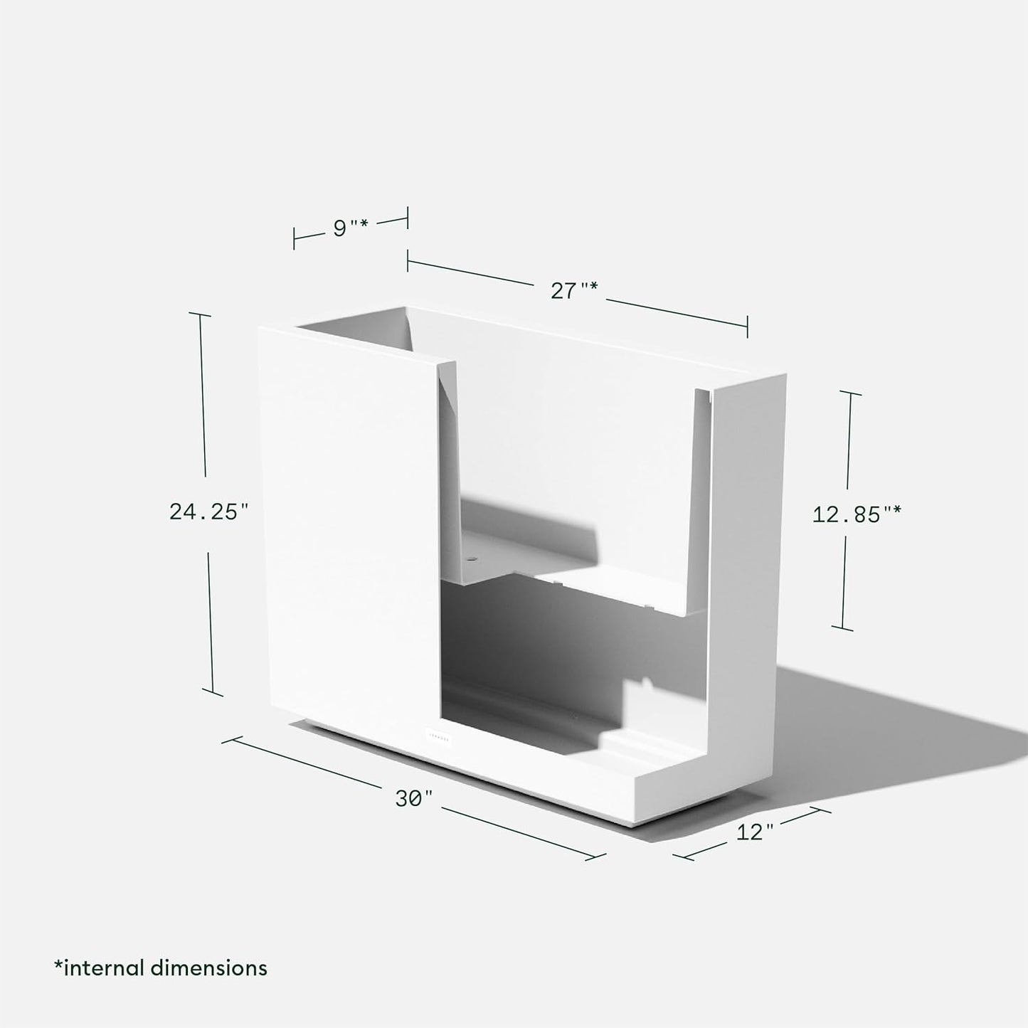 Veradek Block Series Span Plastic Planter - Tall Rectangular Planter for Indoor or Outdoor Patio/Porch, White, 24.25 in Height, 12 in Width, 30 in Length