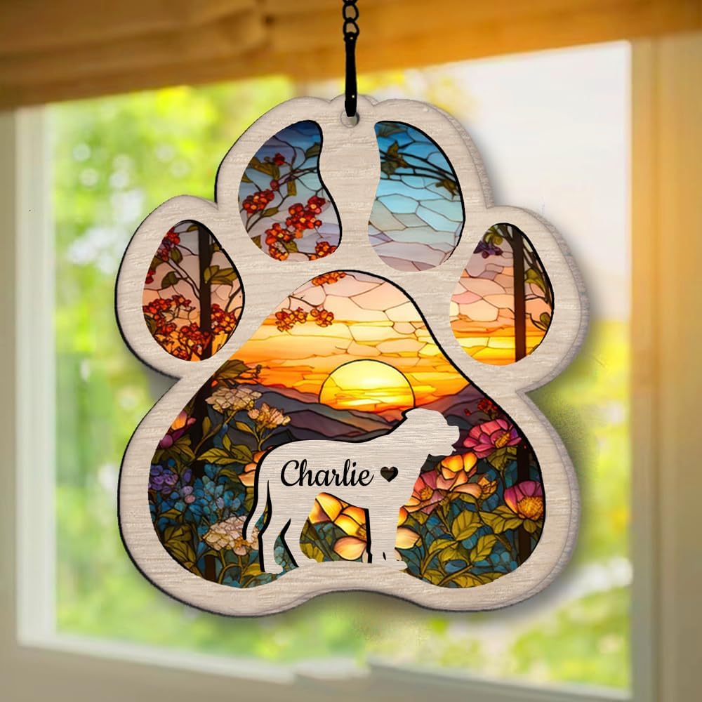 IZI POD Personalized Bullmastiff Suncatcher Dog Memorial Gifts, Custom Bullmastiff Ornament Christmas Tree, Pet Remembrance Gift, Loss of Dog Sympathy Gift, Pets Memorial, Pet Loss Suncatcher