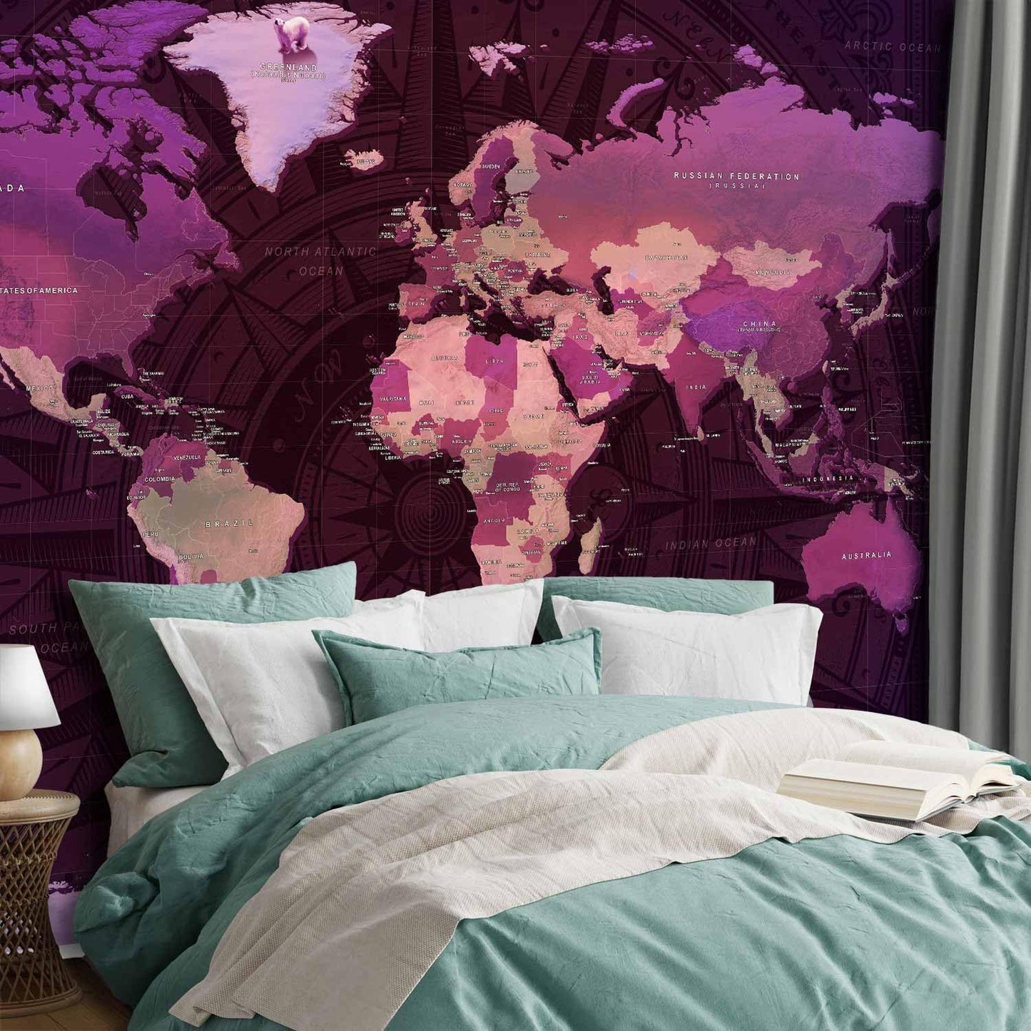 artgeist Wall Mural World Map 77x55 in - XXL Peel and Stick Self-Adhesive Wallpaper Removable Large Sticker Foil Wall Decor Print Picture Image Design Map of The World k-A-0273-a-a