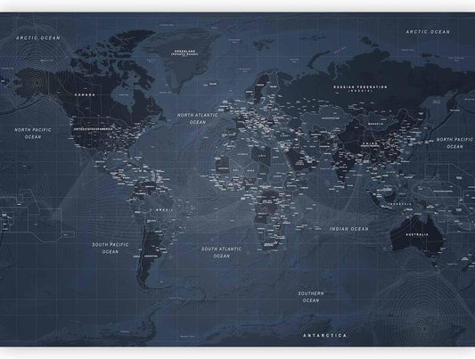 artgeist Wall Mural World Map 193x138 in - XXL Peel and Stick Self-Adhesive Wallpaper Removable Large Sticker Foil Wall Decor Print Picture Image Design Map of The World k-A-0123-a-a
