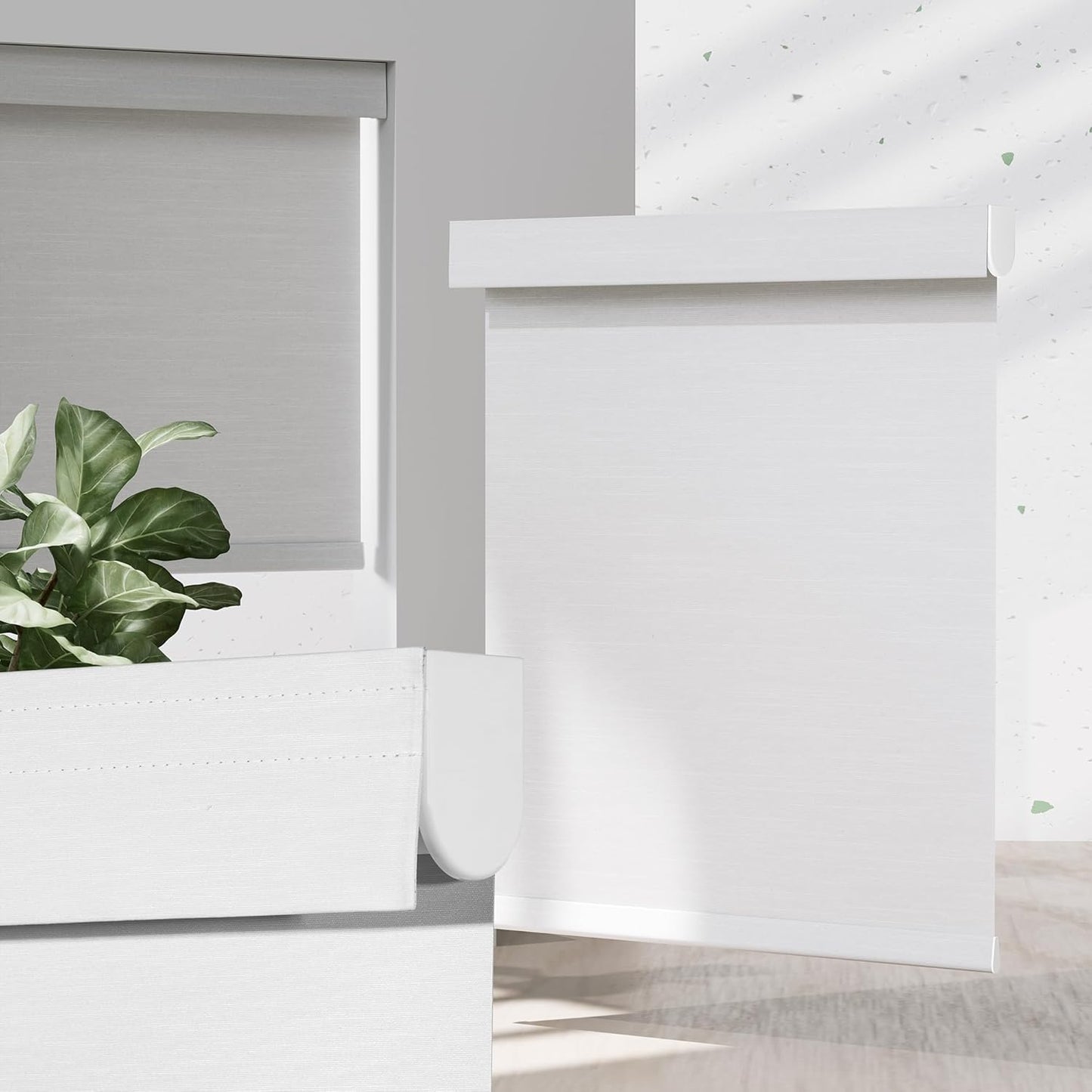 Blackout Roller Shades for Indoor Windows, Cordless Jacquard Fabric-Matched Roller Blinds, Easy to Install Privacy UV Protection Roll Up Blinds for Home Office, Pure White, 36" W x 72" H