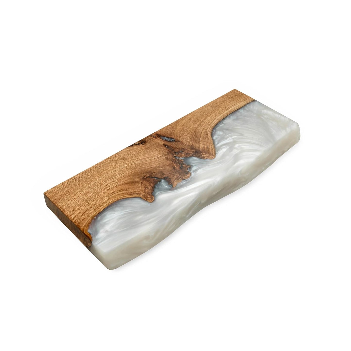 RWA Floating Shelves for Wall Decor - Epoxy & Wood Wall Shelf Plank, Stylish Shelves for Room Wall Living Room Bedroom Office Organization - Elegant Wall Mounted Shelves Design (Medium, platinum)