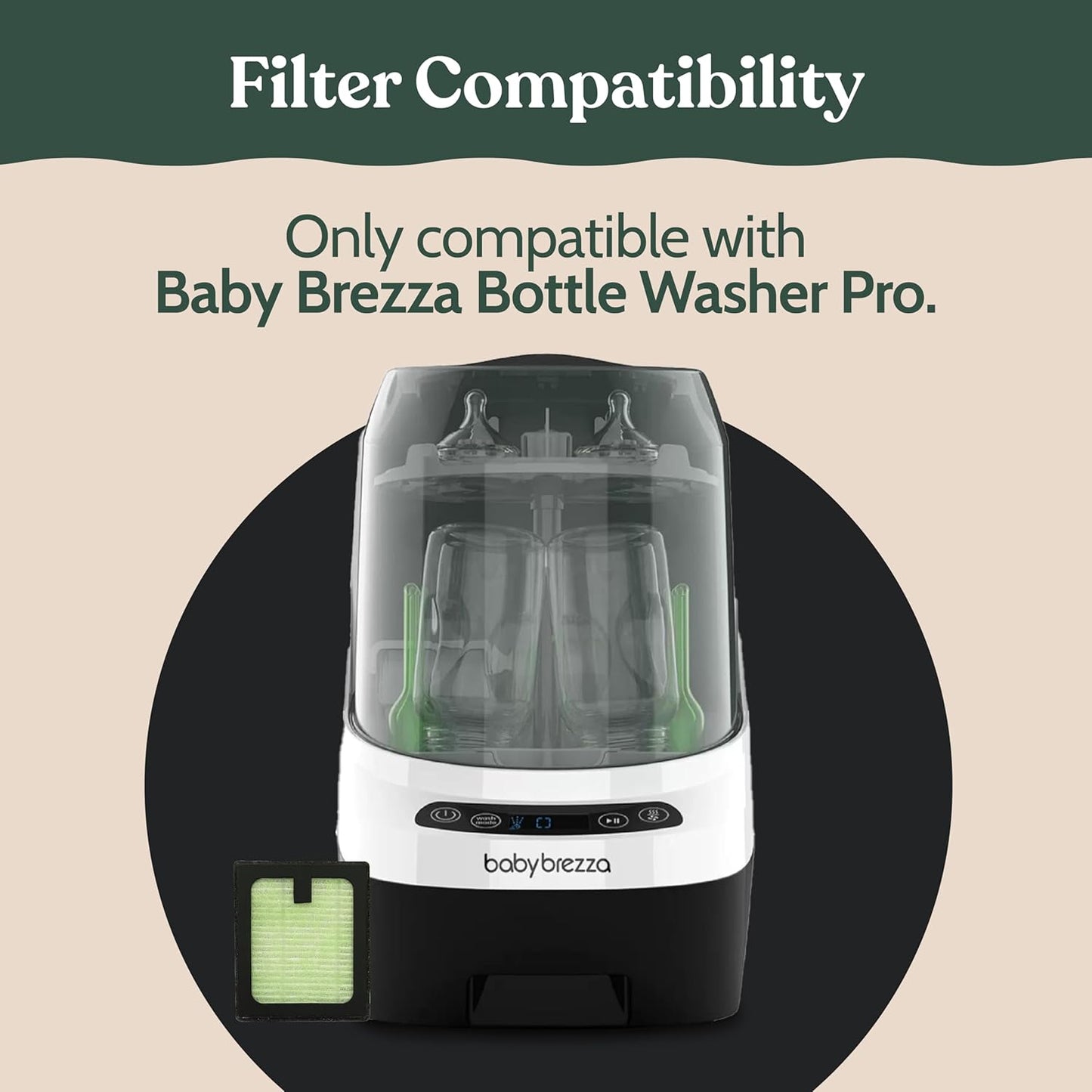 Roobi Hepa Filters Compatible with Baby Brezza. Specially Formulated for Washer Pro. 4 Carbon Neutral Replacement Pack.