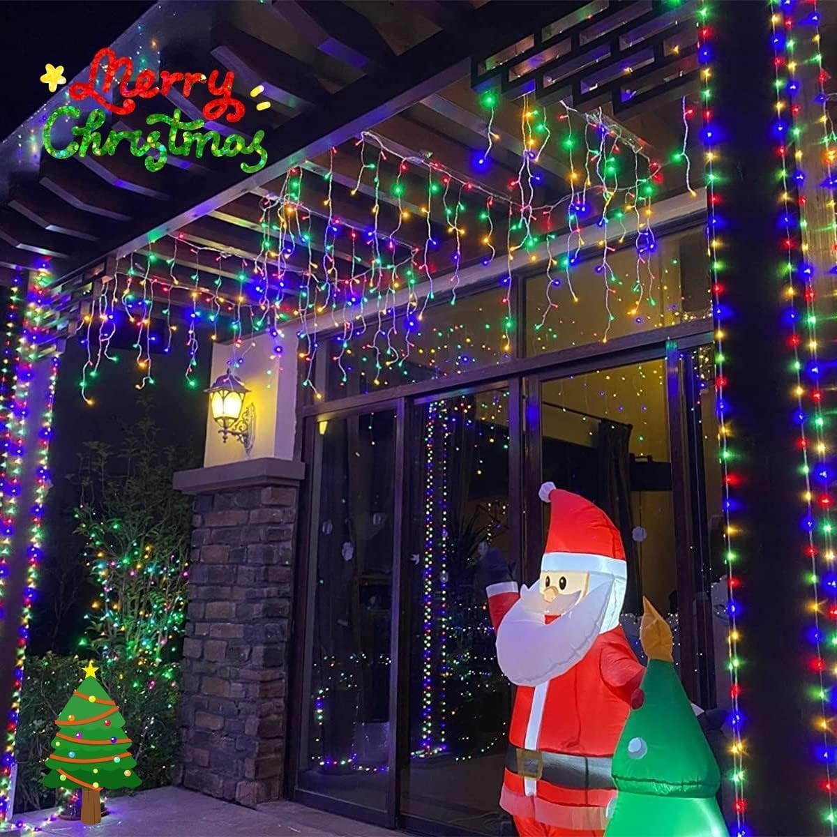 YEGUO 66ft 800 LED Christmas Lights Outdoor Waterproof, 160 Drops Christmas Icicle Light Indoor, 8 Modes Icicle Xmas Lights with Memory Timer(Multicolor)