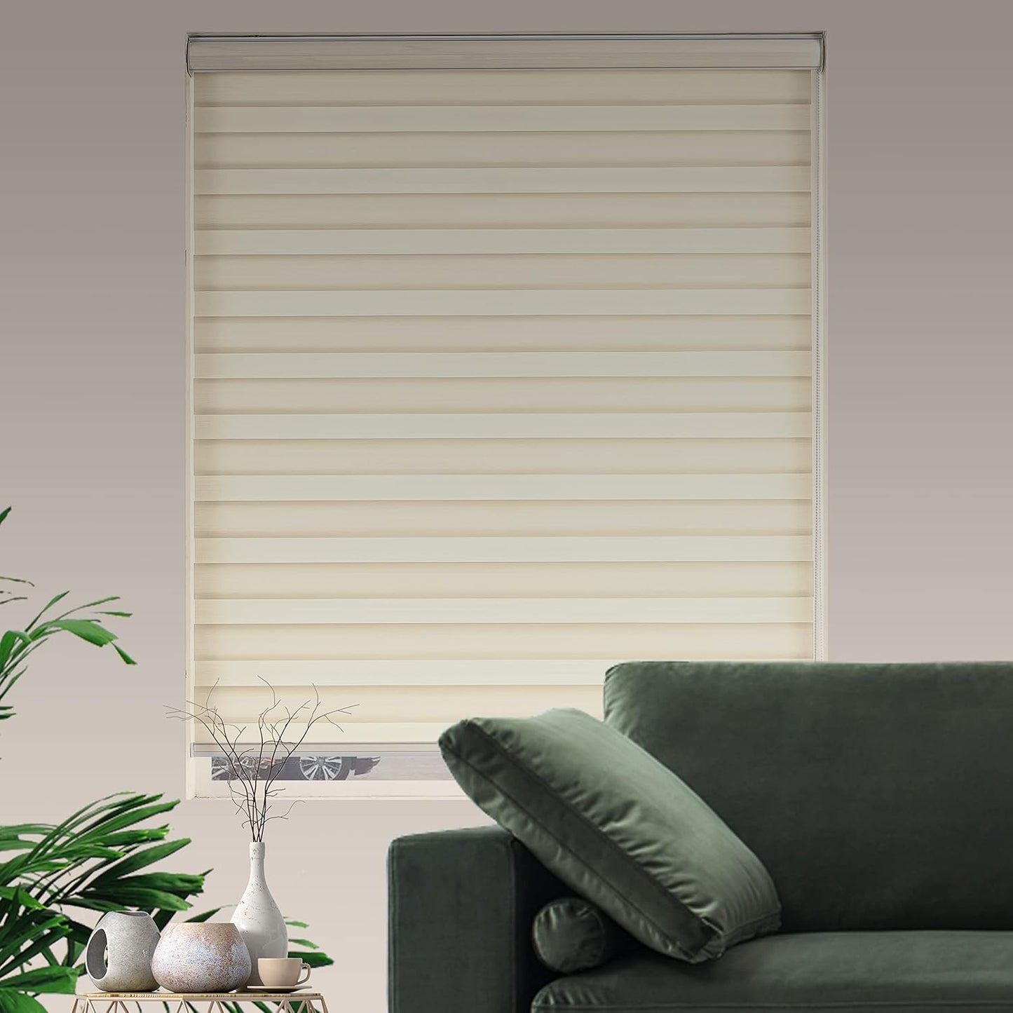 Zebra Blinds Window Blind Zebra Shade Blinds for Windows Roller Sheer Shades Privacy Light Filtering Shades for Home Kitchen Bathroom (Width 45'' X Height 72'' Cream)