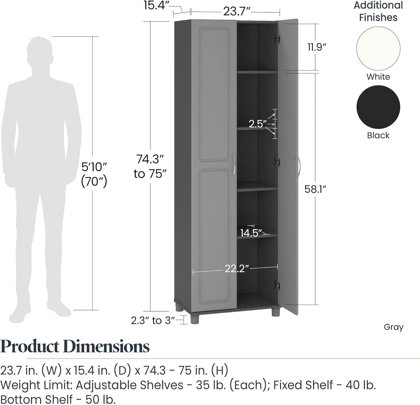 SystemBuild Evolution Kendall 24" Utility Storage Cabinet - White